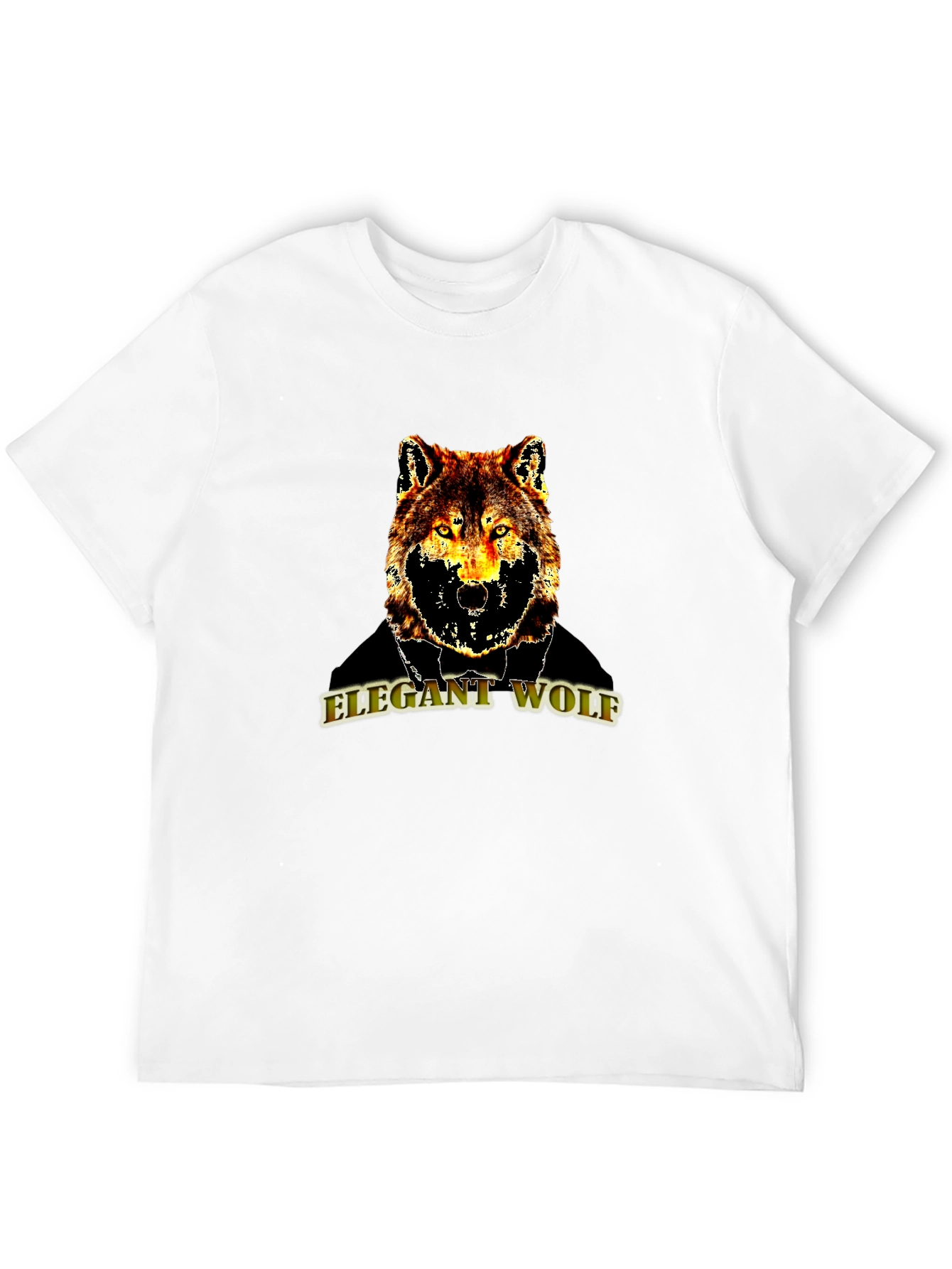 Black Elegant Wolf Graphic T-Shirt - Mens Black Tee view 12