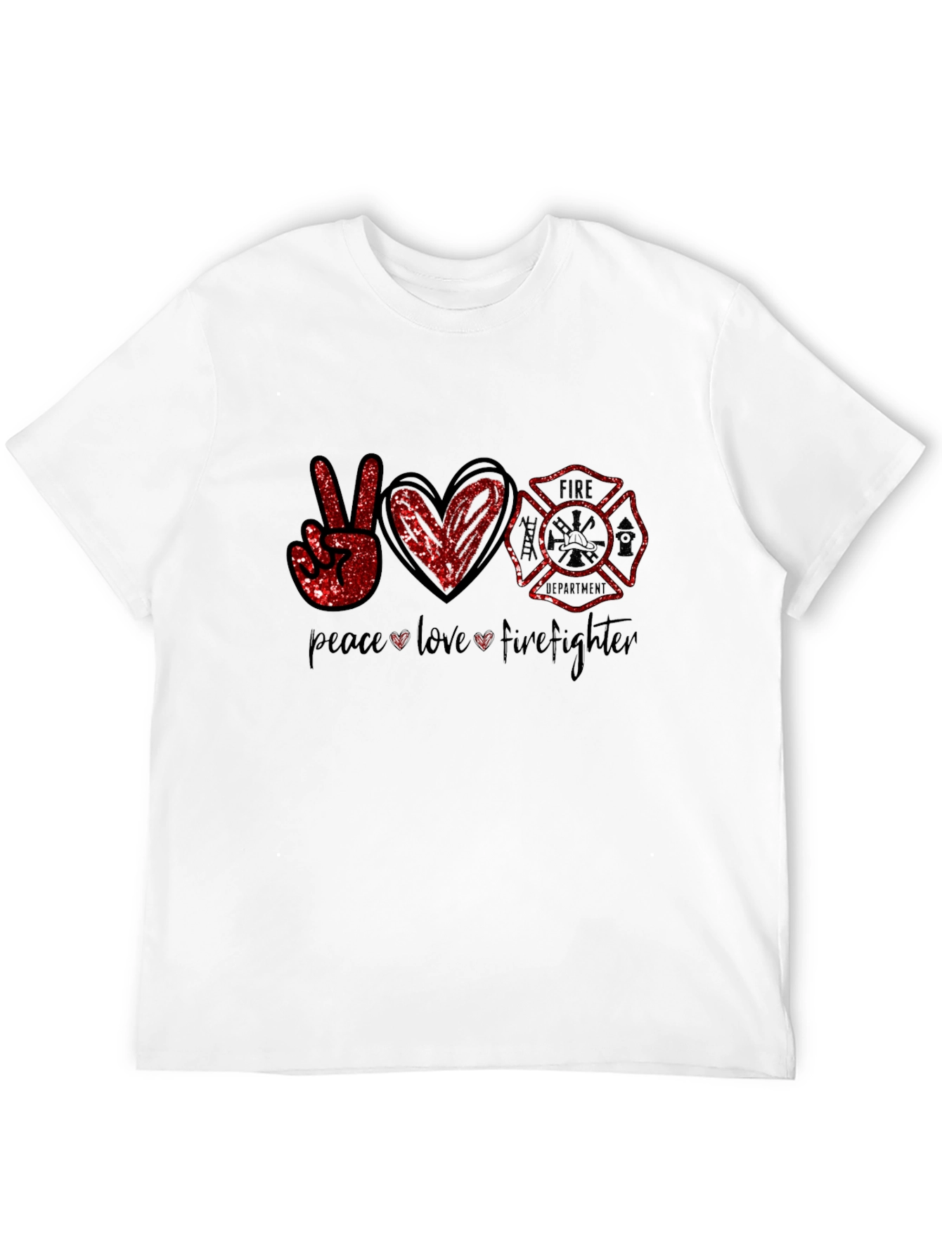 Black Peace Love Firefighter Graphic Tee view 12