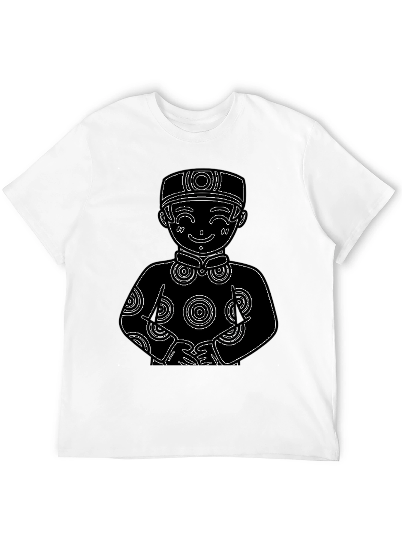 Black Black T-Shirt with Cute Cartoon Boy Design view 12