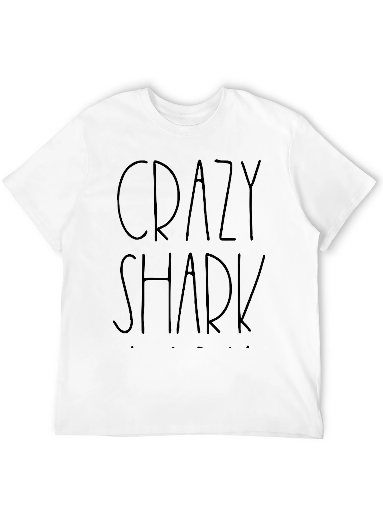 Black Crazy Shark T-Shirt - Crew Neck Cotton Tee view 12