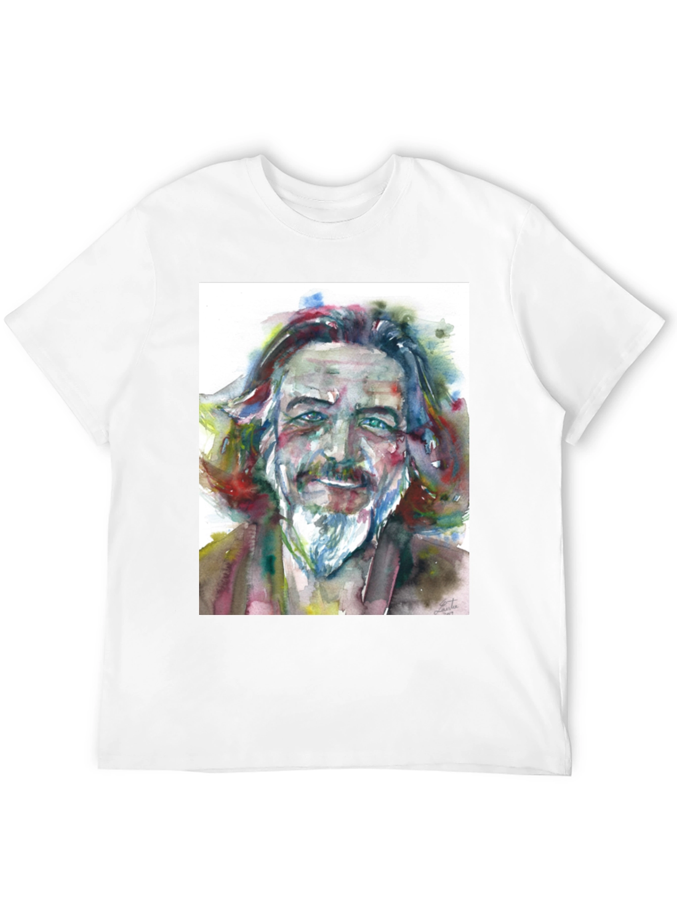 Black Watercolor Portrait Tee - Artistic Style view 12