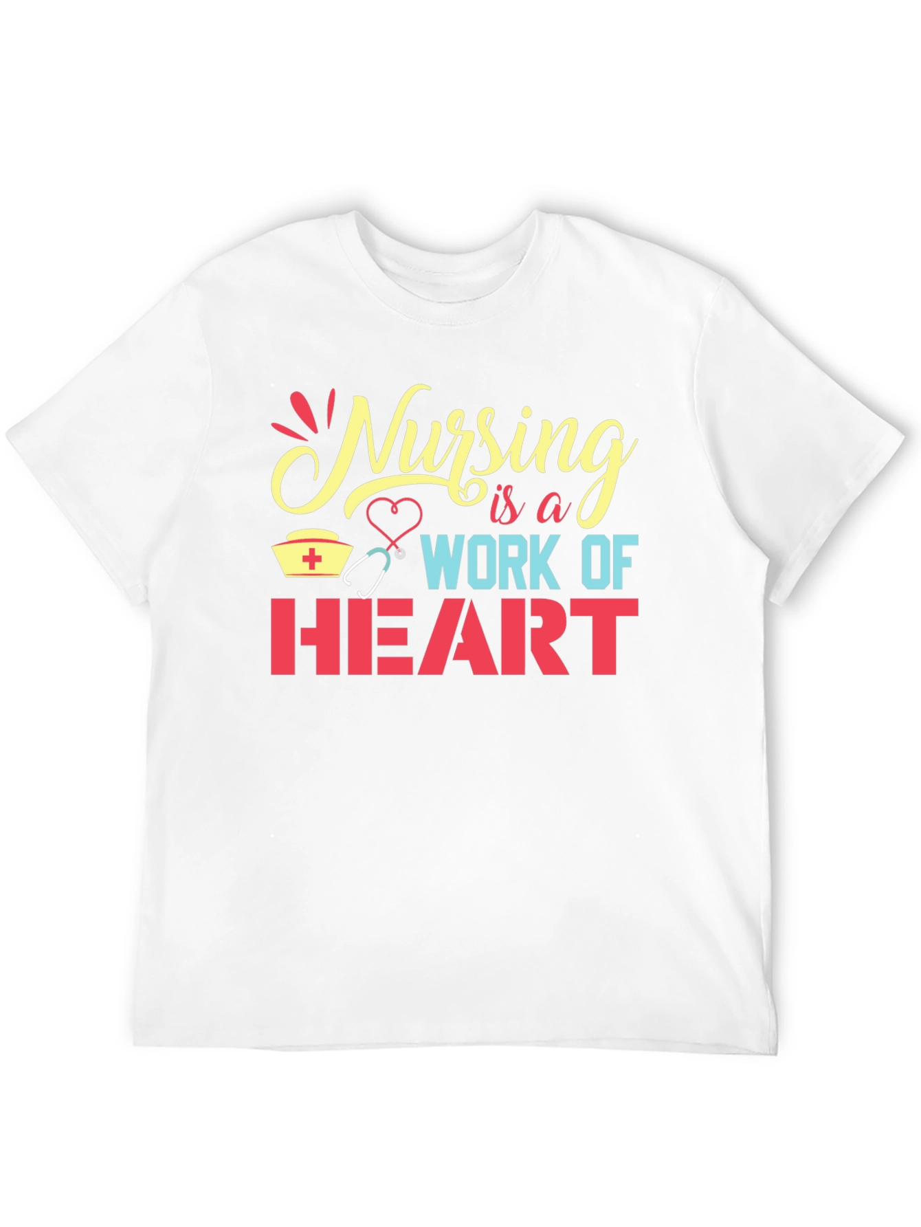Black Nursing is a Work of Heart Graphic Tee view 12