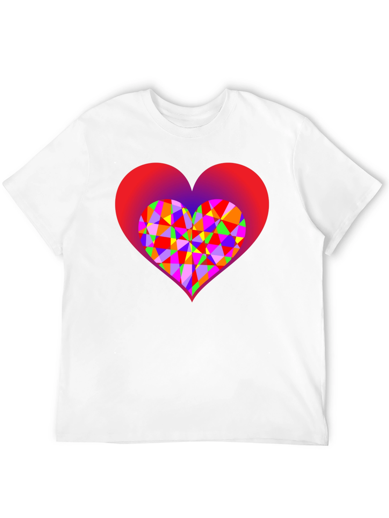 Black Geometric Heart Graphic Black T-Shirt view 12