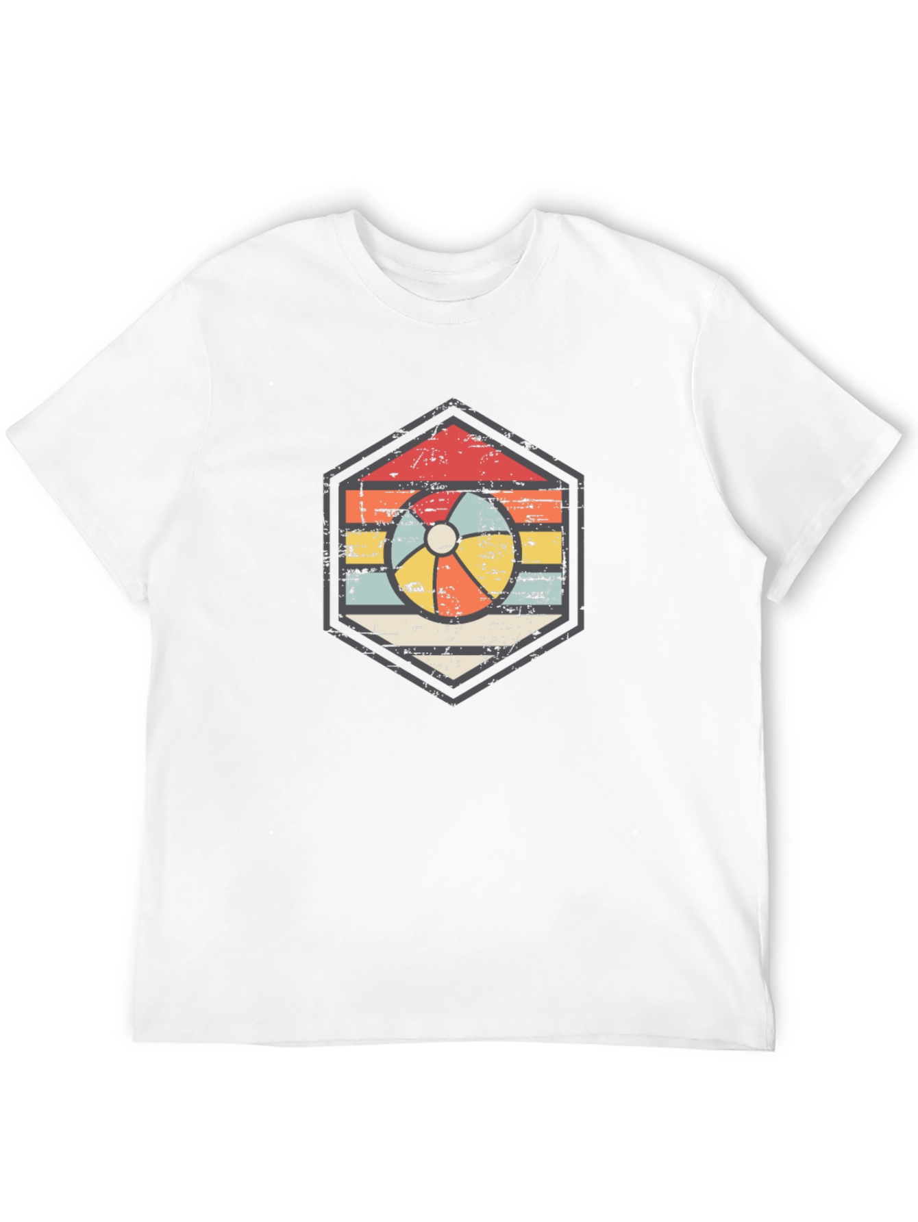 Black Retro Beach Ball Graphic Tee - Unisex Black T-Shirt view 12