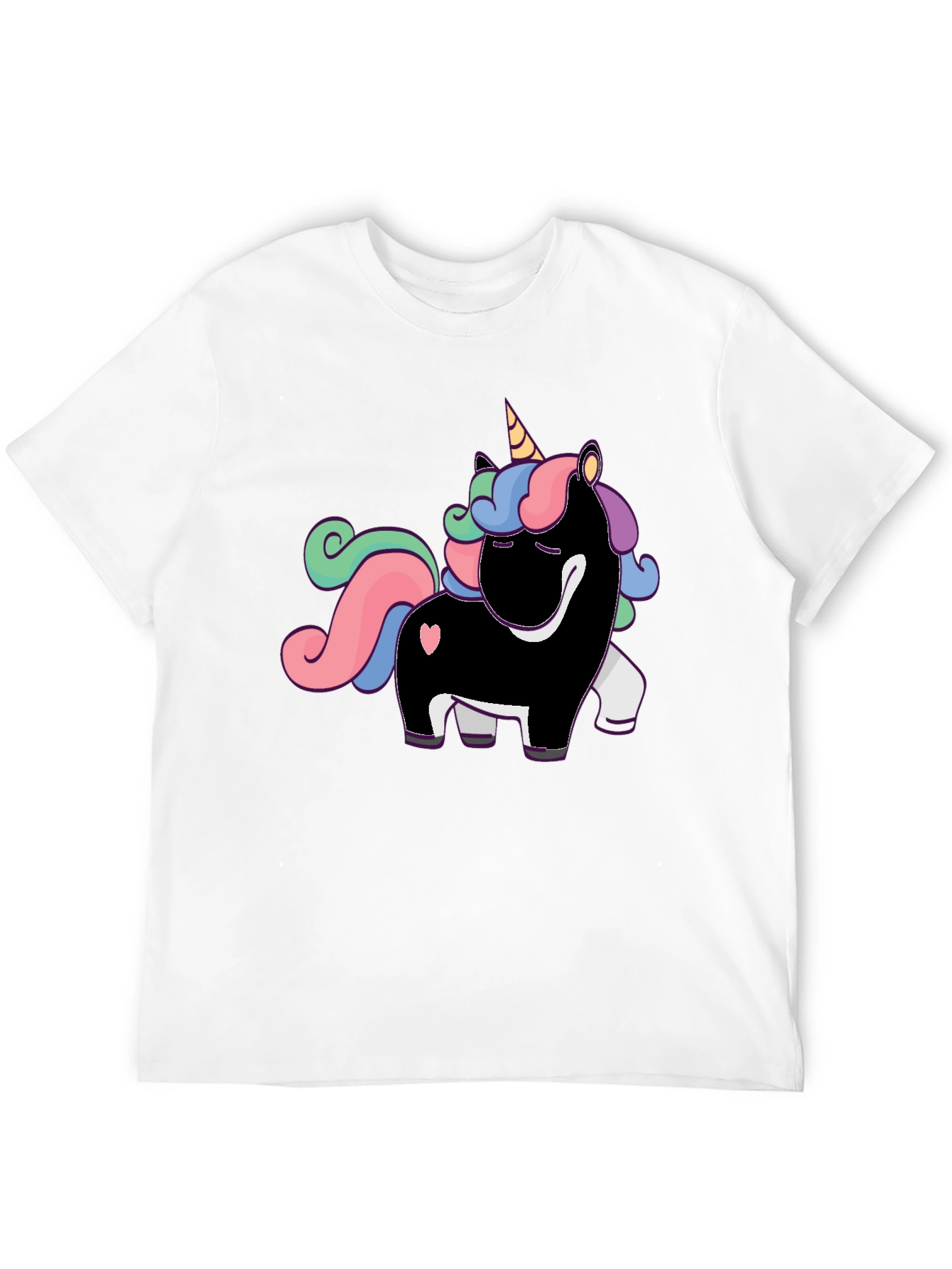 Black Unicorn Graphic Print T-Shirt - Black view 12