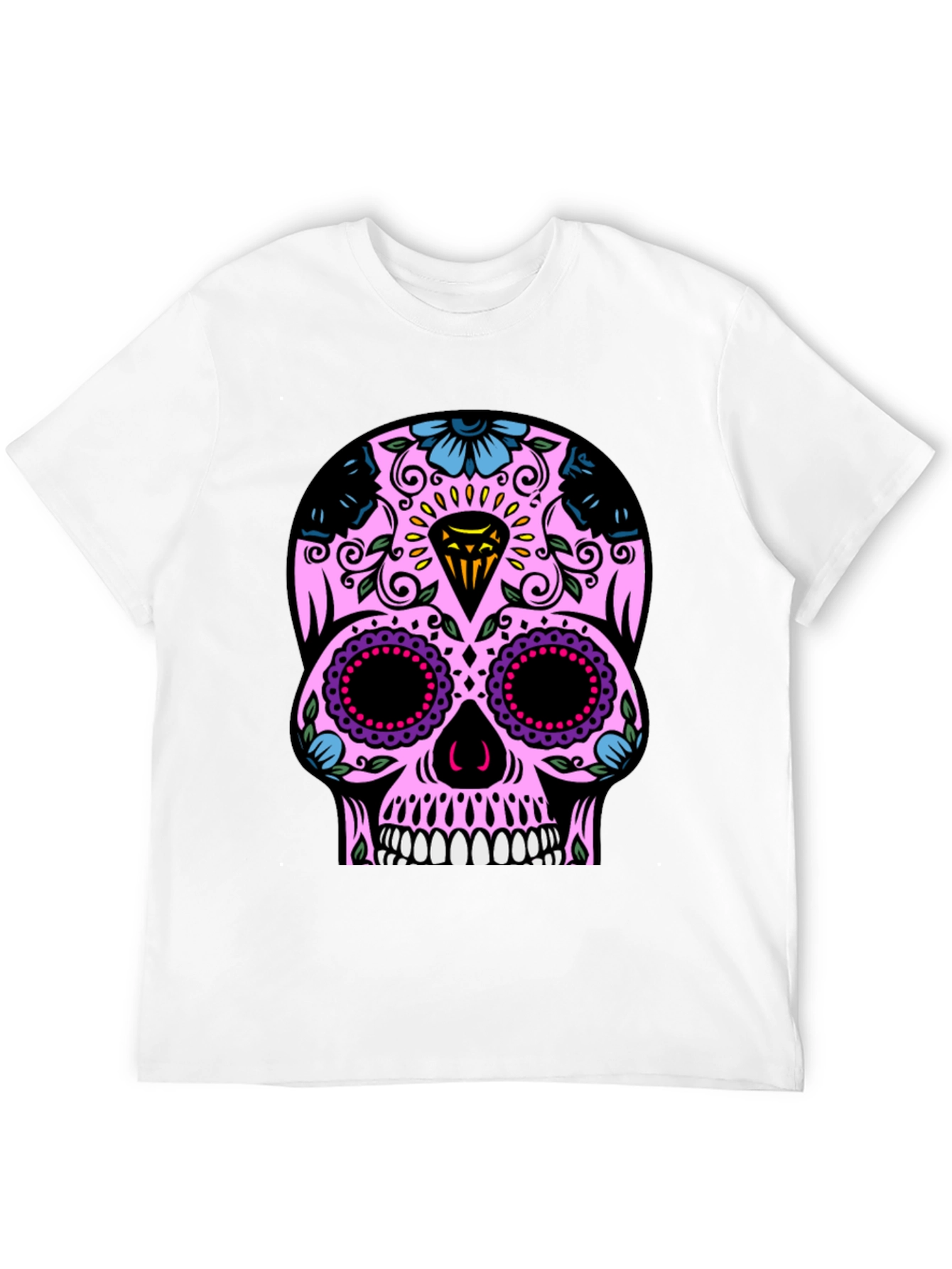 Black Sugar Skull T-Shirt - Black Graphic Tee view 12