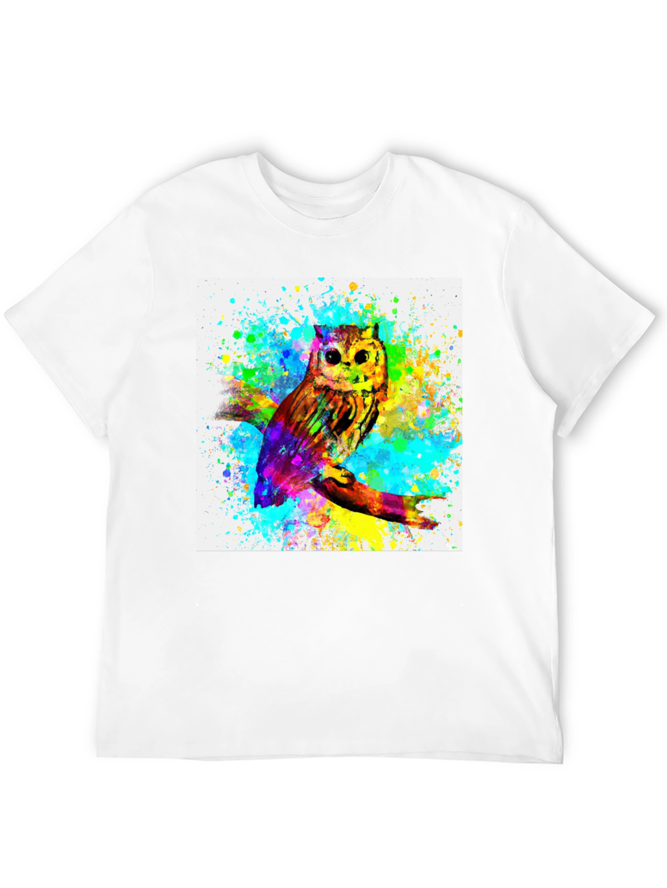 Black Watercolor Owl Graphic Black T-Shirt view 12