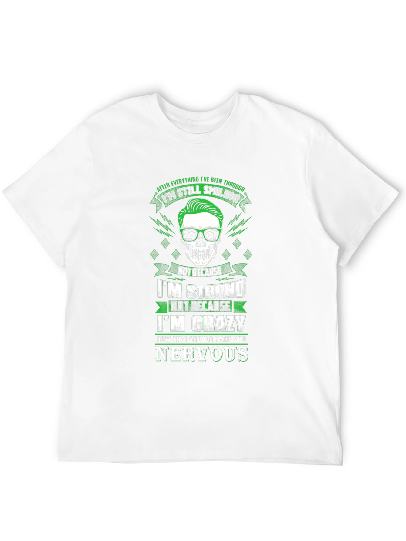 Black I'm Still Smiling Crazy Skull Graphic T-Shirt view 12