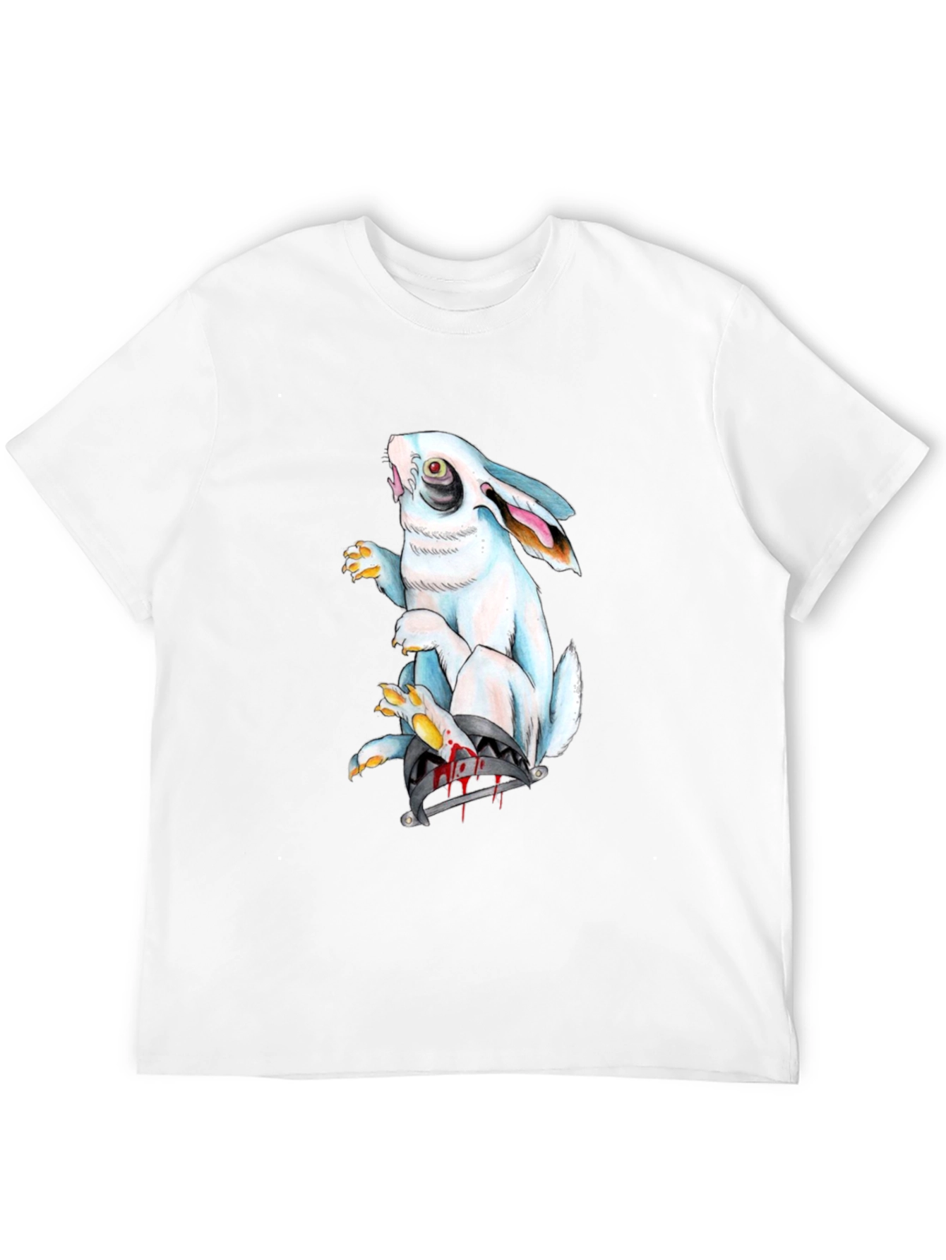 Black Creepy Rabbit Graphic Black T-Shirt view 12