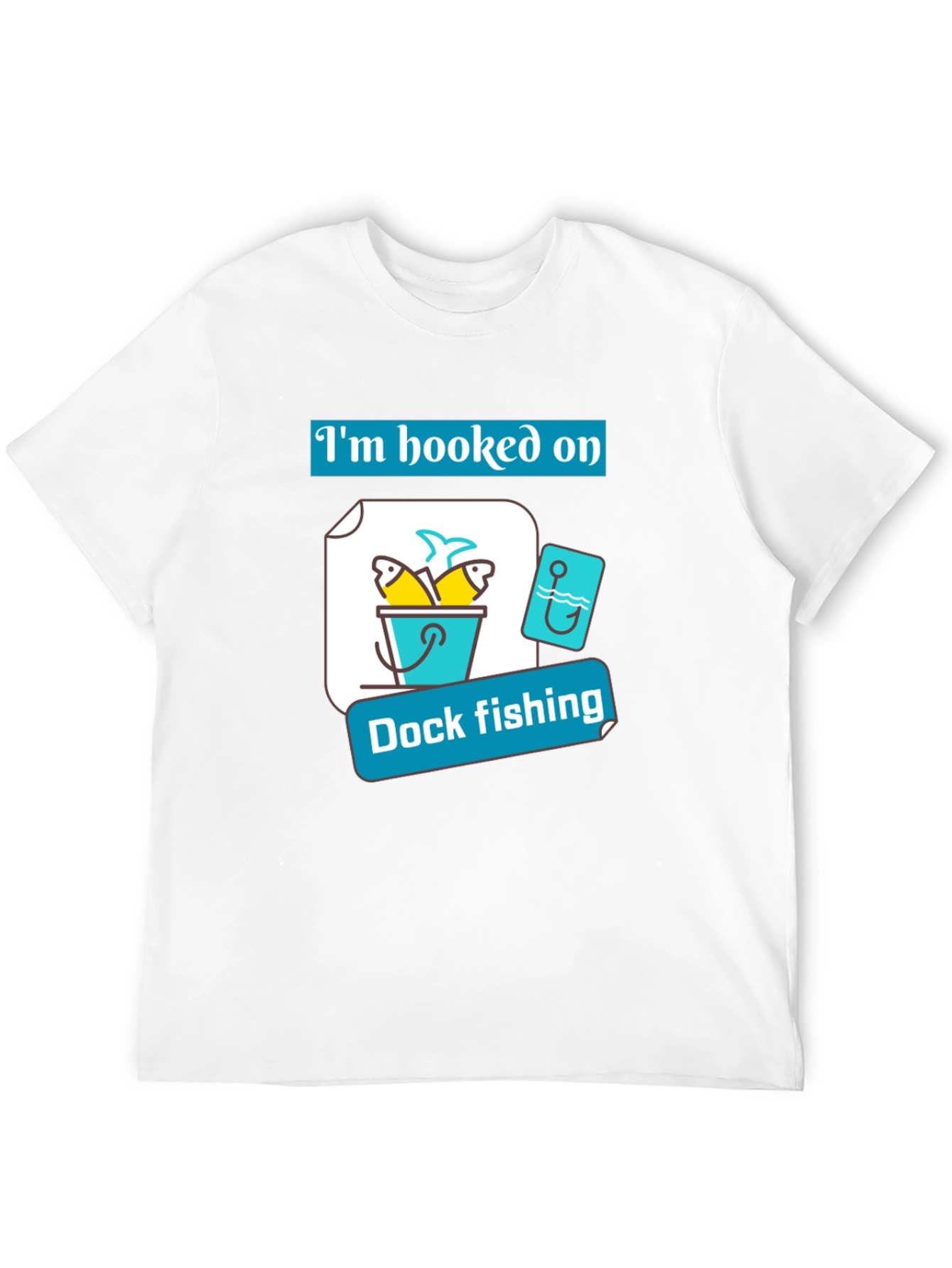 Black Hooked on Dock Fishing T-Shirt - Fisherman Gift view 12