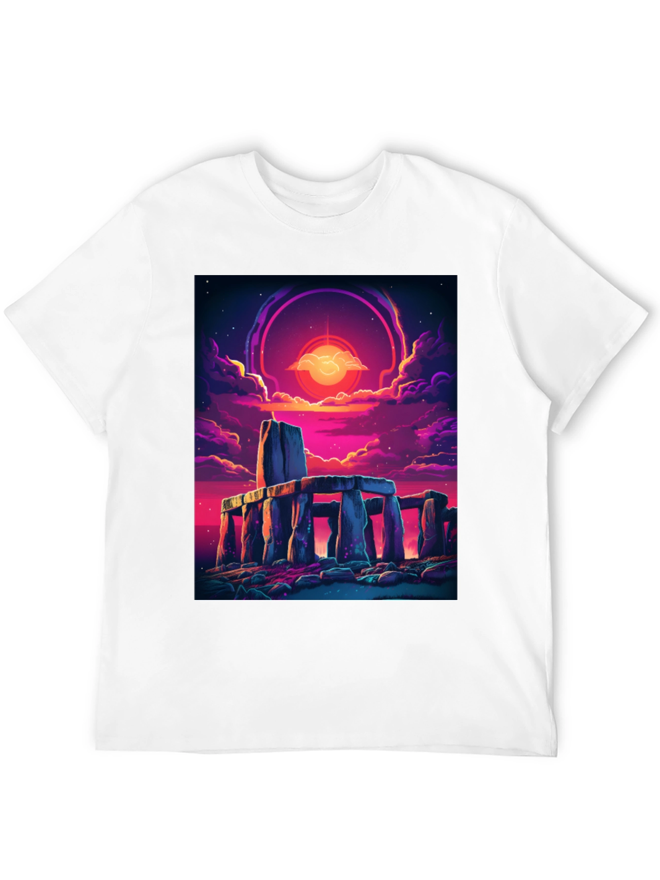 Black Stonehenge Sunset Graphic Tee - Black Cotton Blend view 12