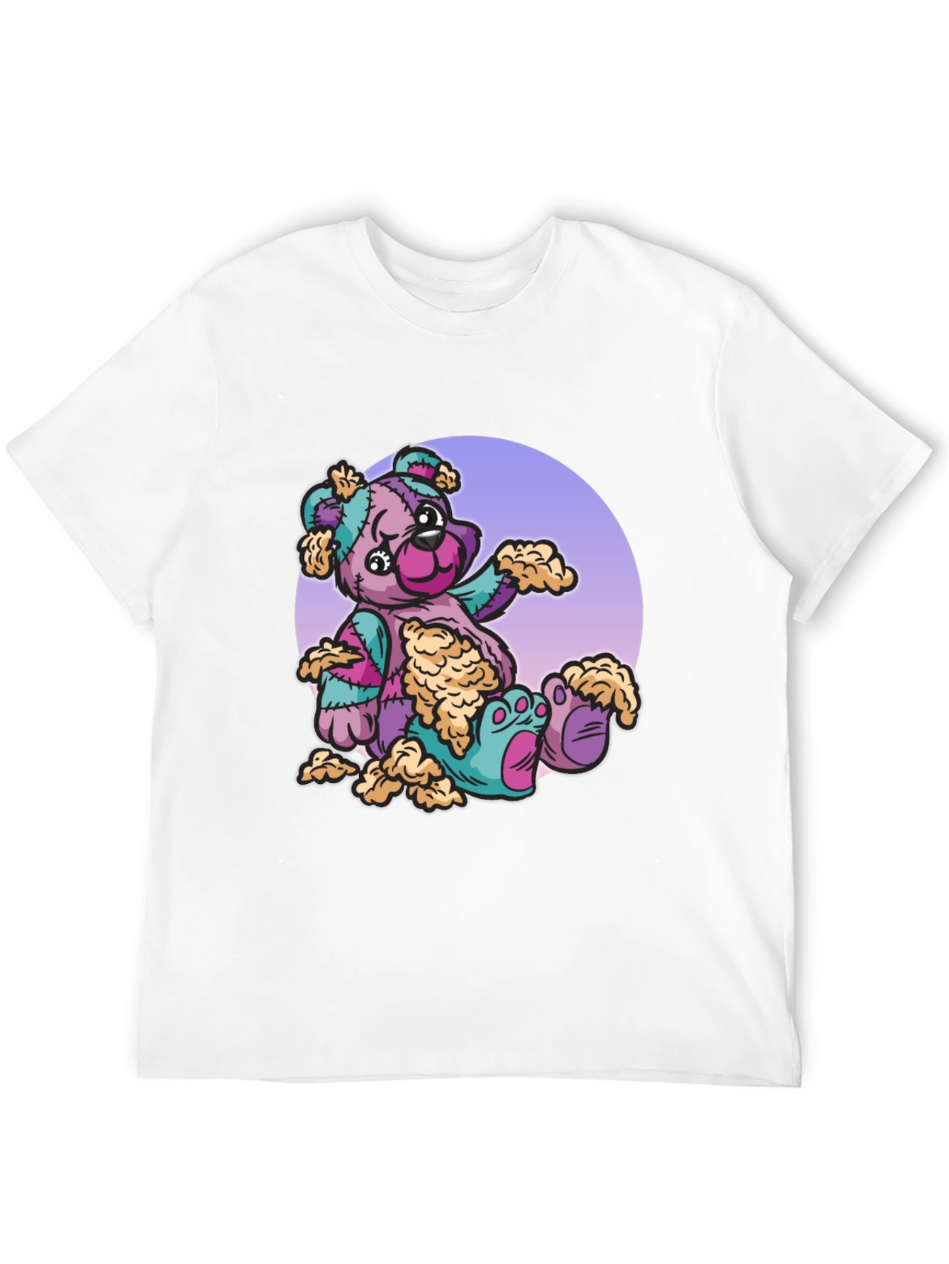 Black Ripped Patchwork Teddy Bear Graphic Tee view 12