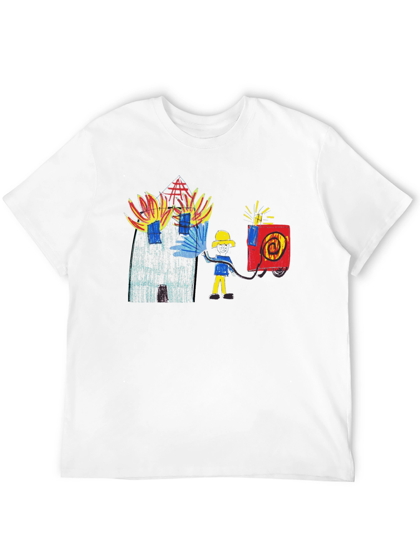 Black Fireman Drawing Graphic Black T-Shirt view 12