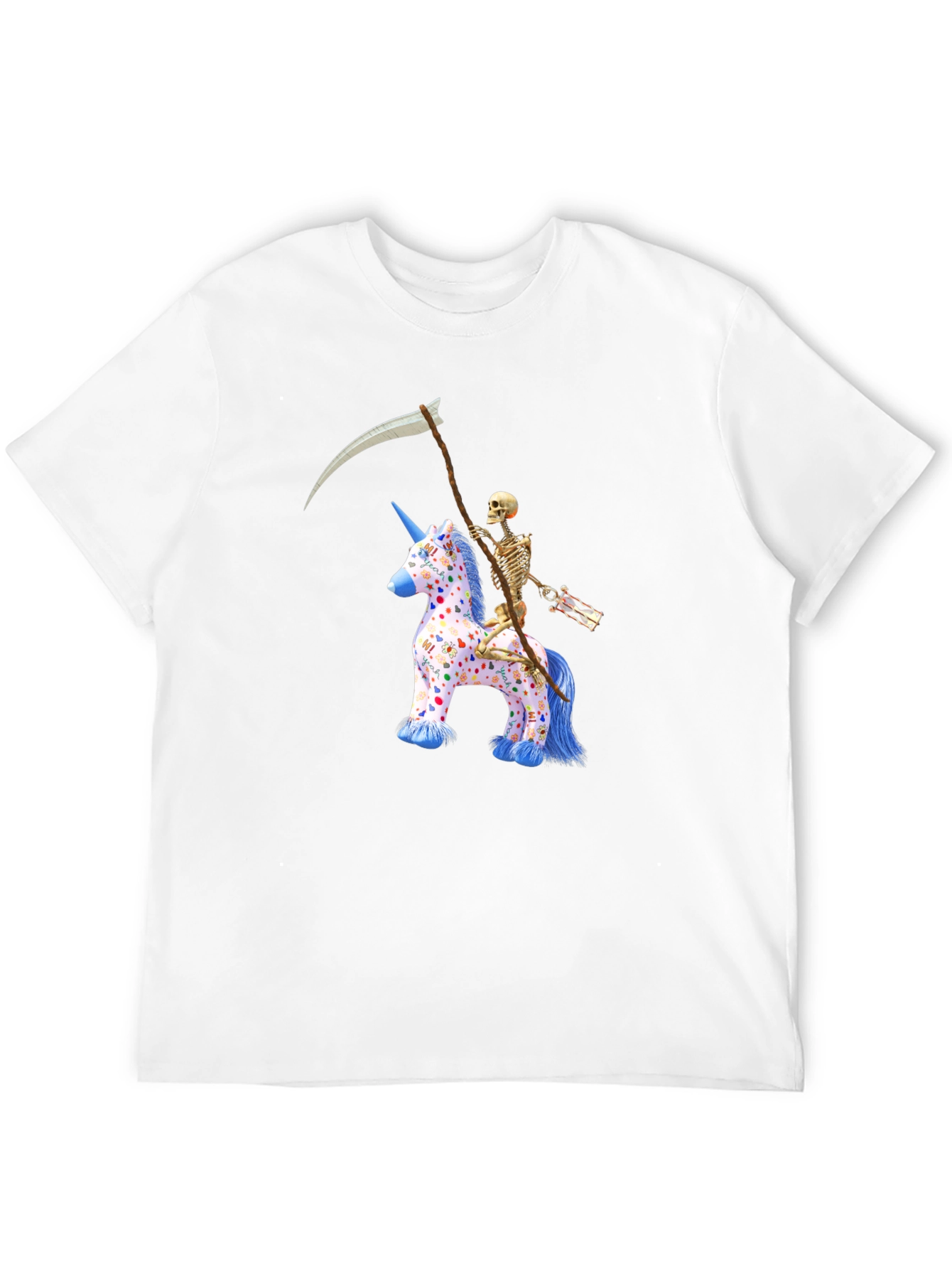 Black Skeleton Riding Unicorn T-Shirt view 12