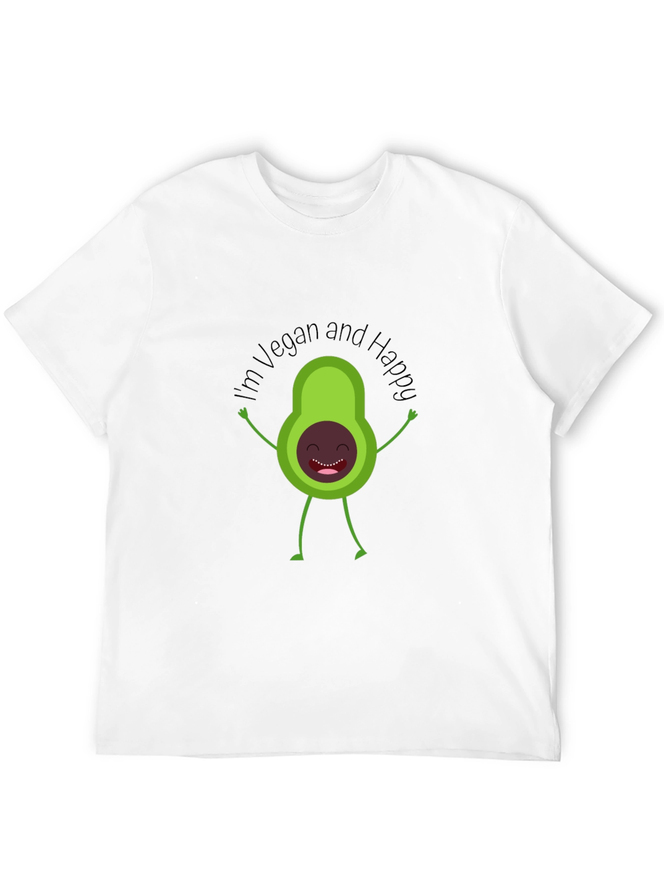 Black Vegan Avocado T-Shirt - "I'm Vegan and Happy" view 12