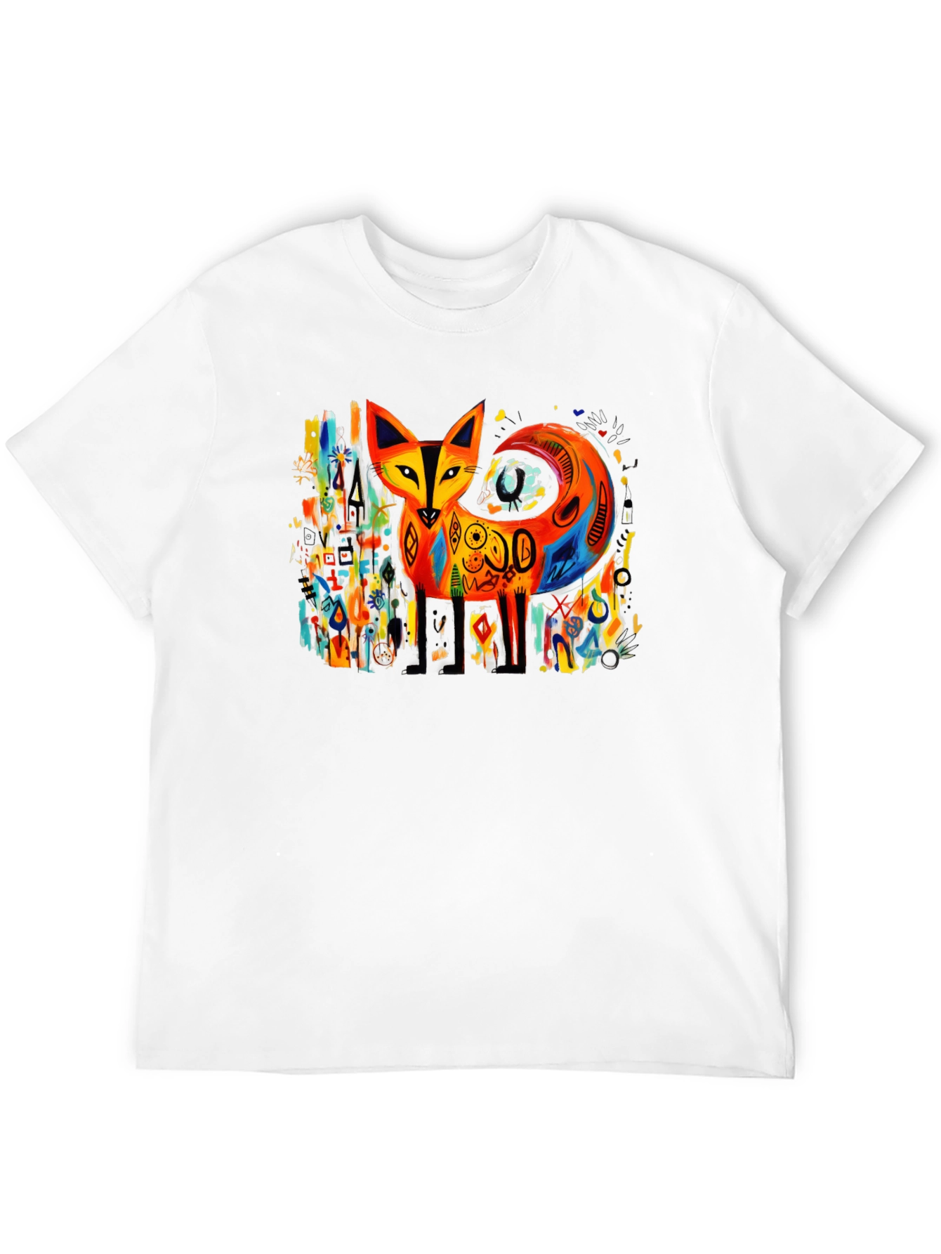 Black Abstract Fox Graphic Tee - Bold Artistic Design view 12