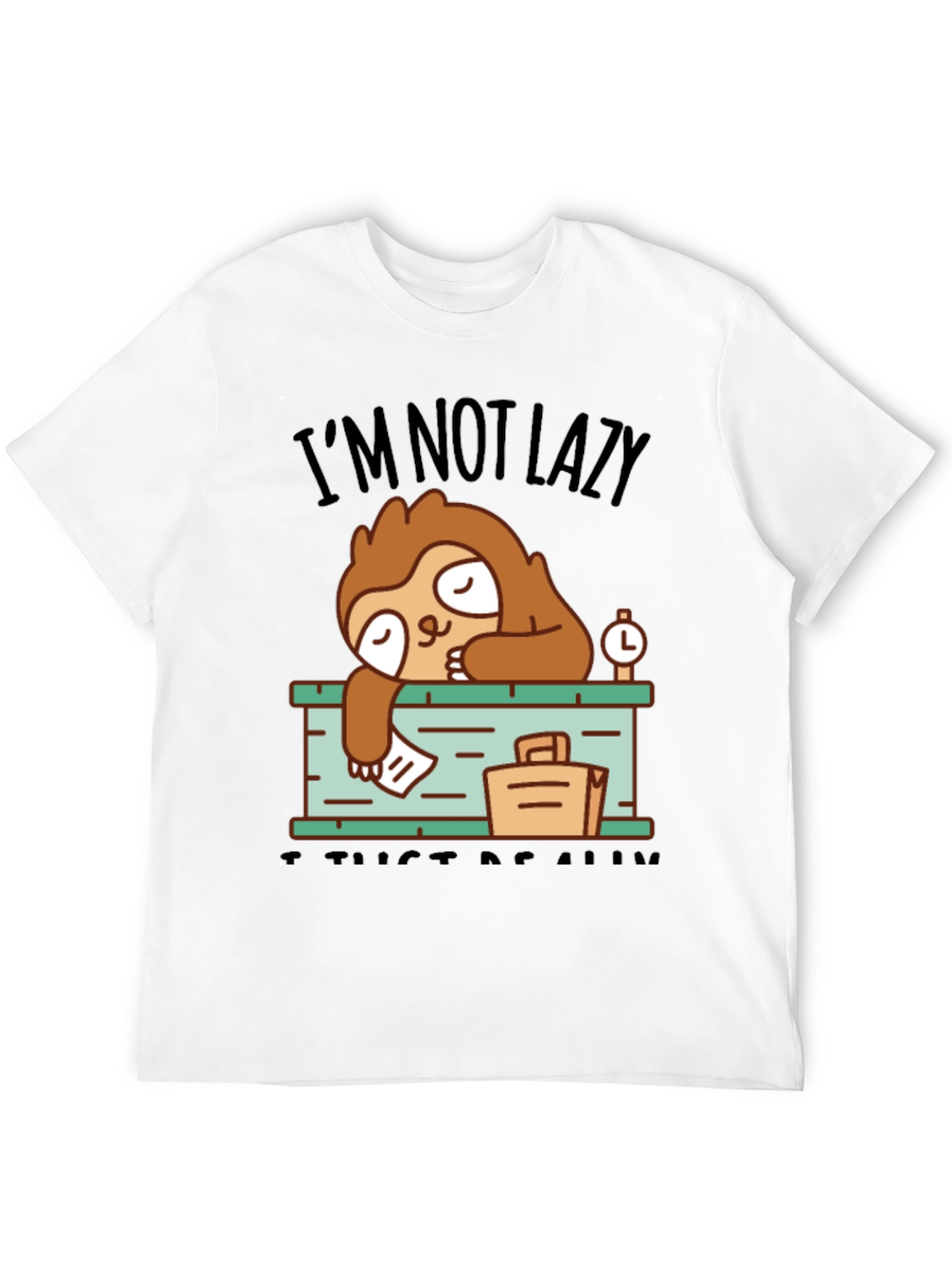 Black I'm Not Lazy Sloth T-Shirt view 12