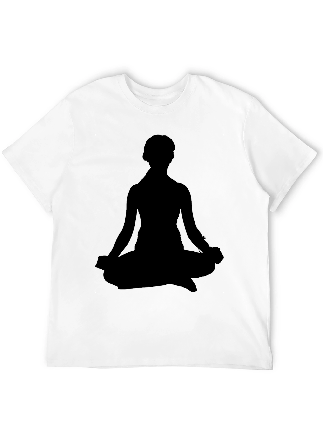 Black Men's Black T-Shirt - Meditating Silhouette Design view 12