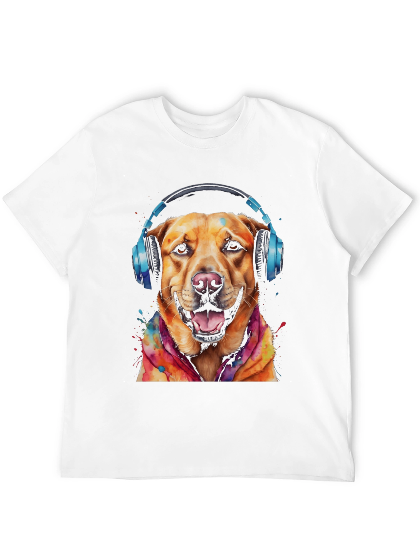 Black Dog with Headphones Graphic Tee view 12