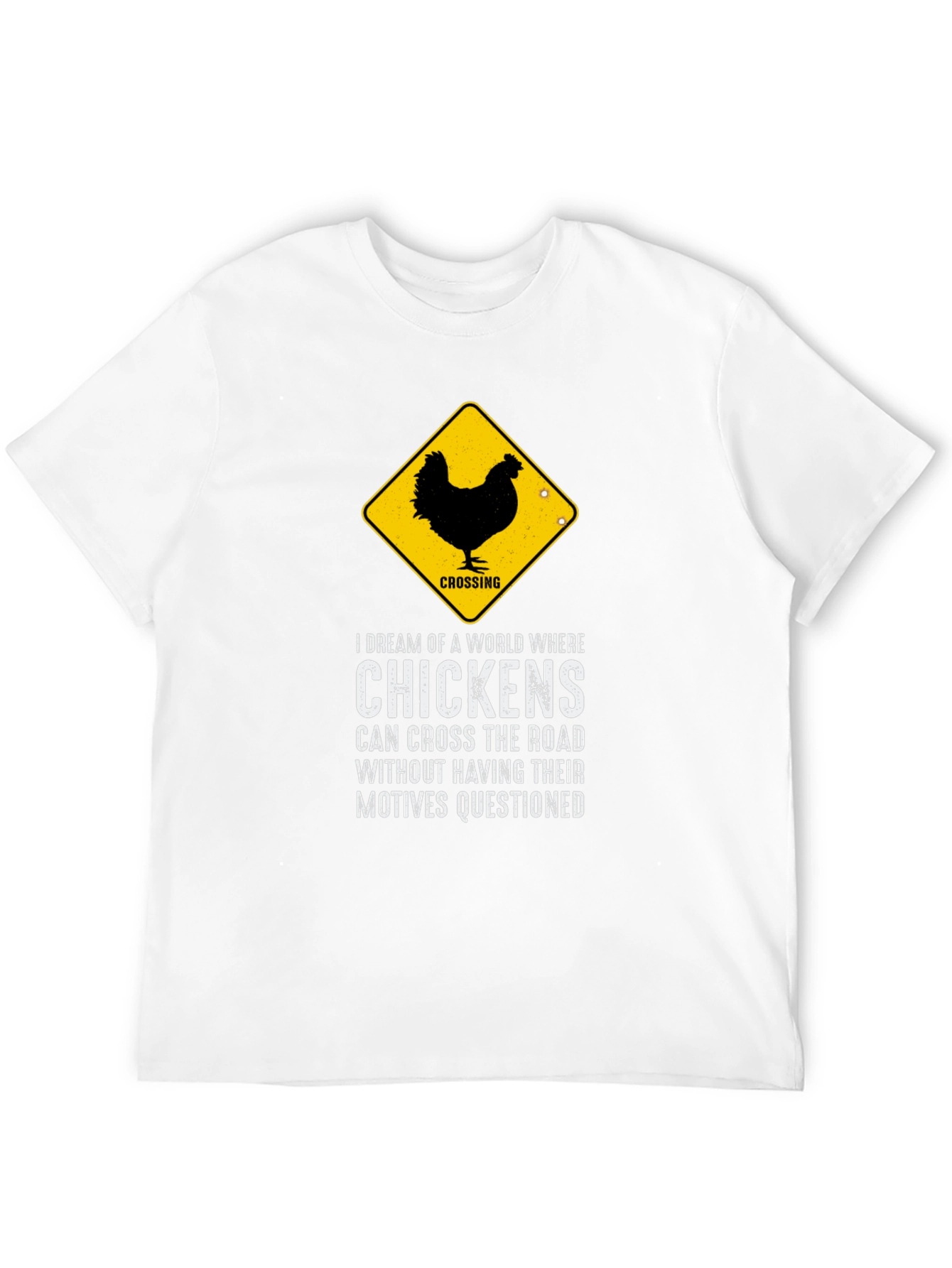 Black Chicken Crossing Graphic Tee - Funny Novelty T-Shirt view 12