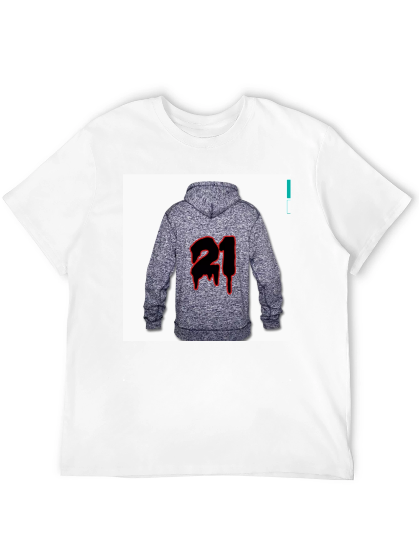 Black T-Shirt with '21' Hoodie Graphic - 12