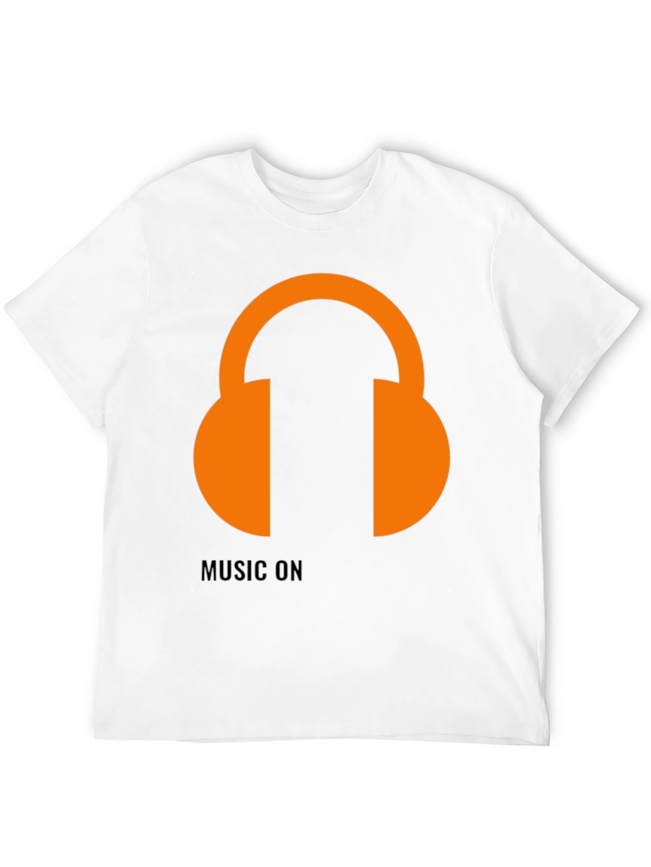 Black Music On T-Shirt: Orange Headphones Graphic Tee view 12