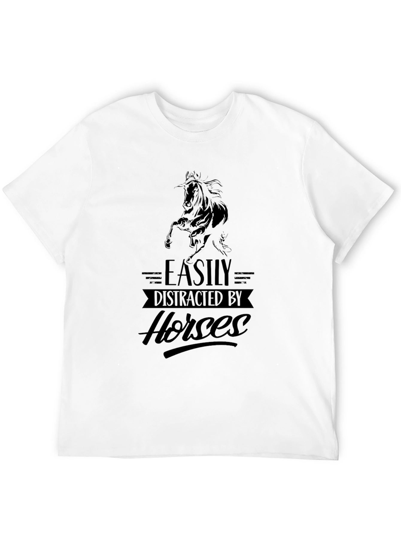 Black Easily Distracted By Horses T-Shirt view 12