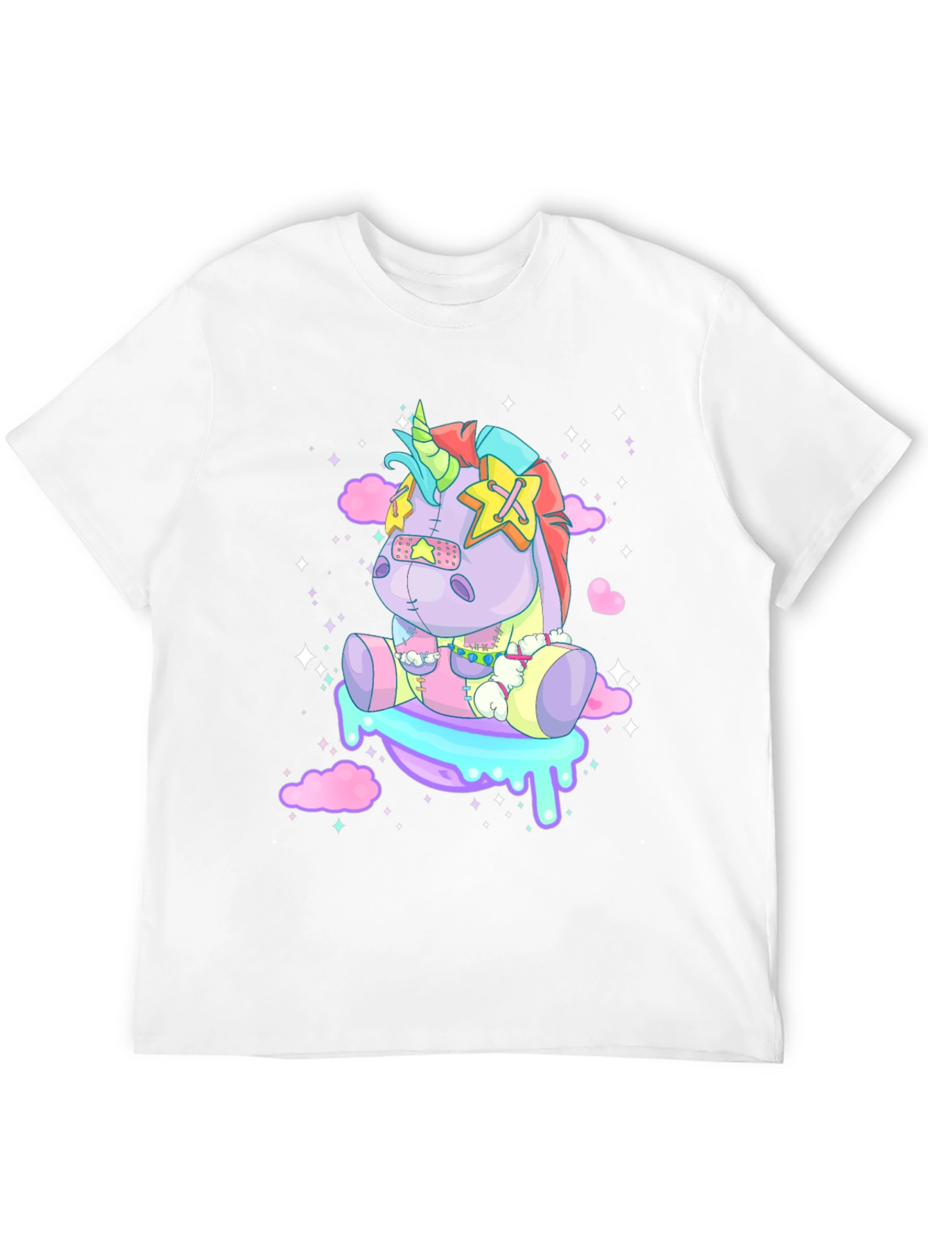 Unicorn Plush Graphic Tee - Black Cotton Casual Wear - 12