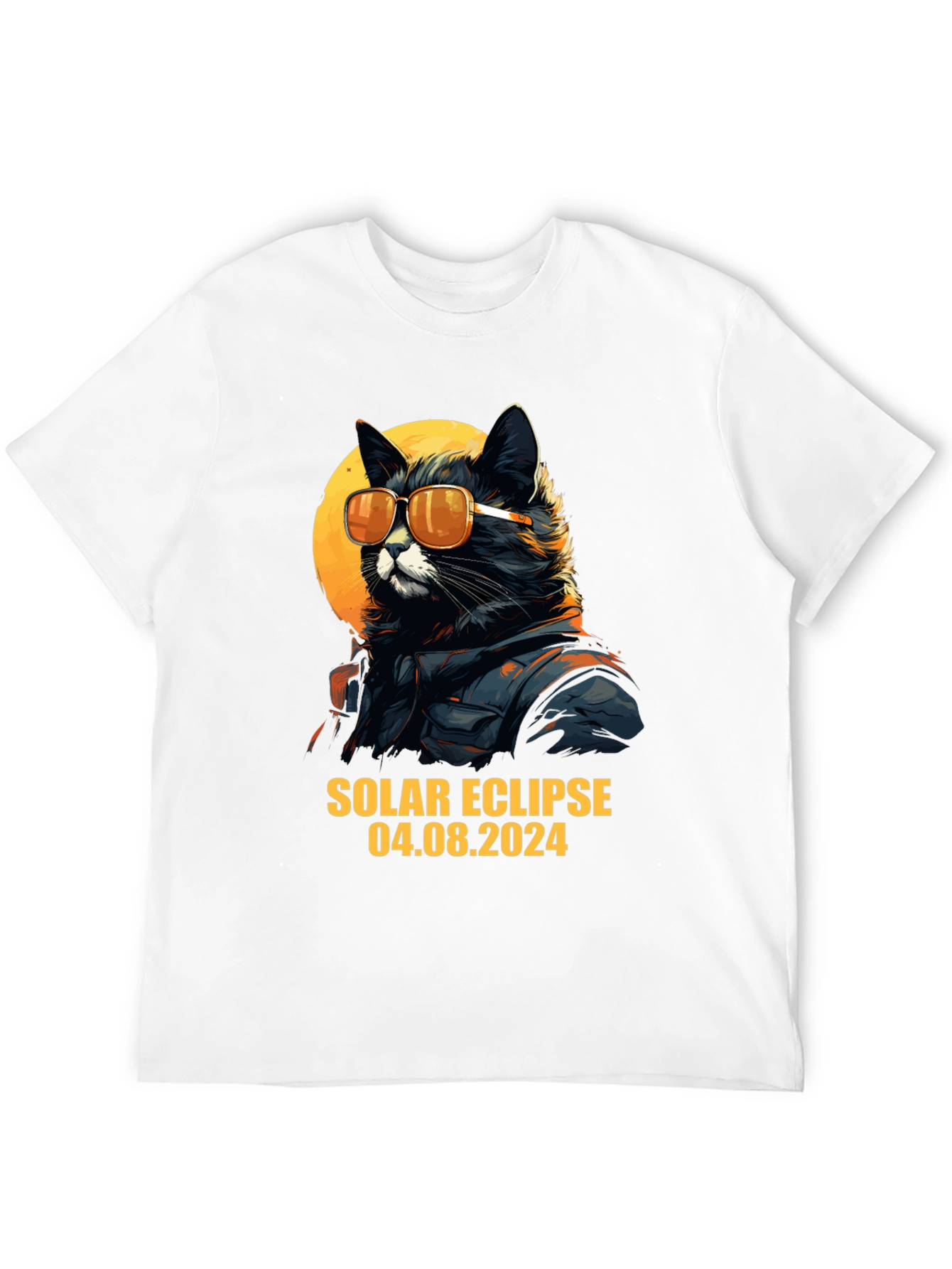 Black Solar Eclipse 2024 Cat T-Shirt view 12