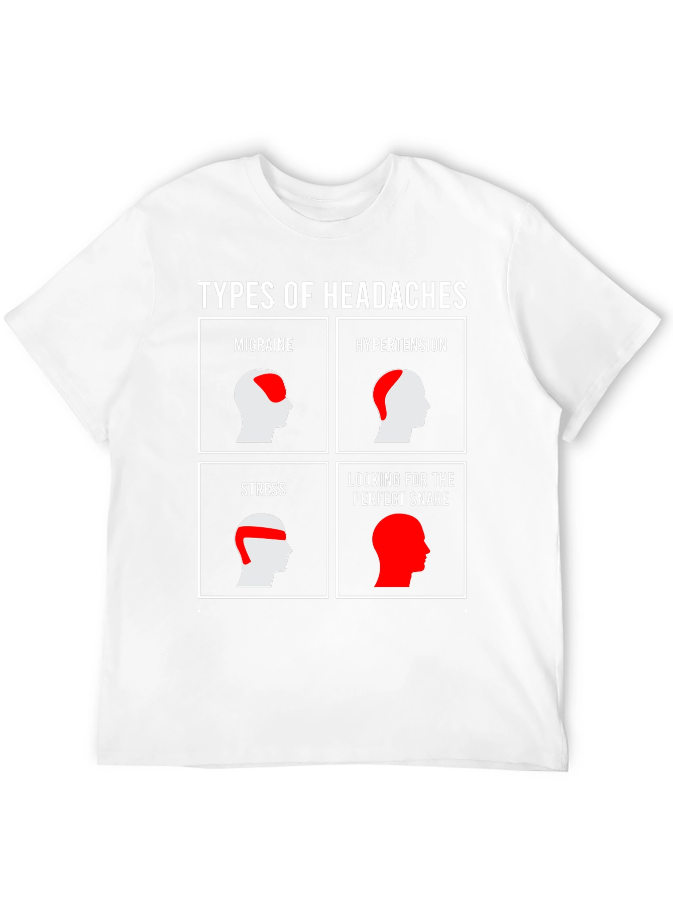 Black Types of Headaches Funny T-Shirt view 12