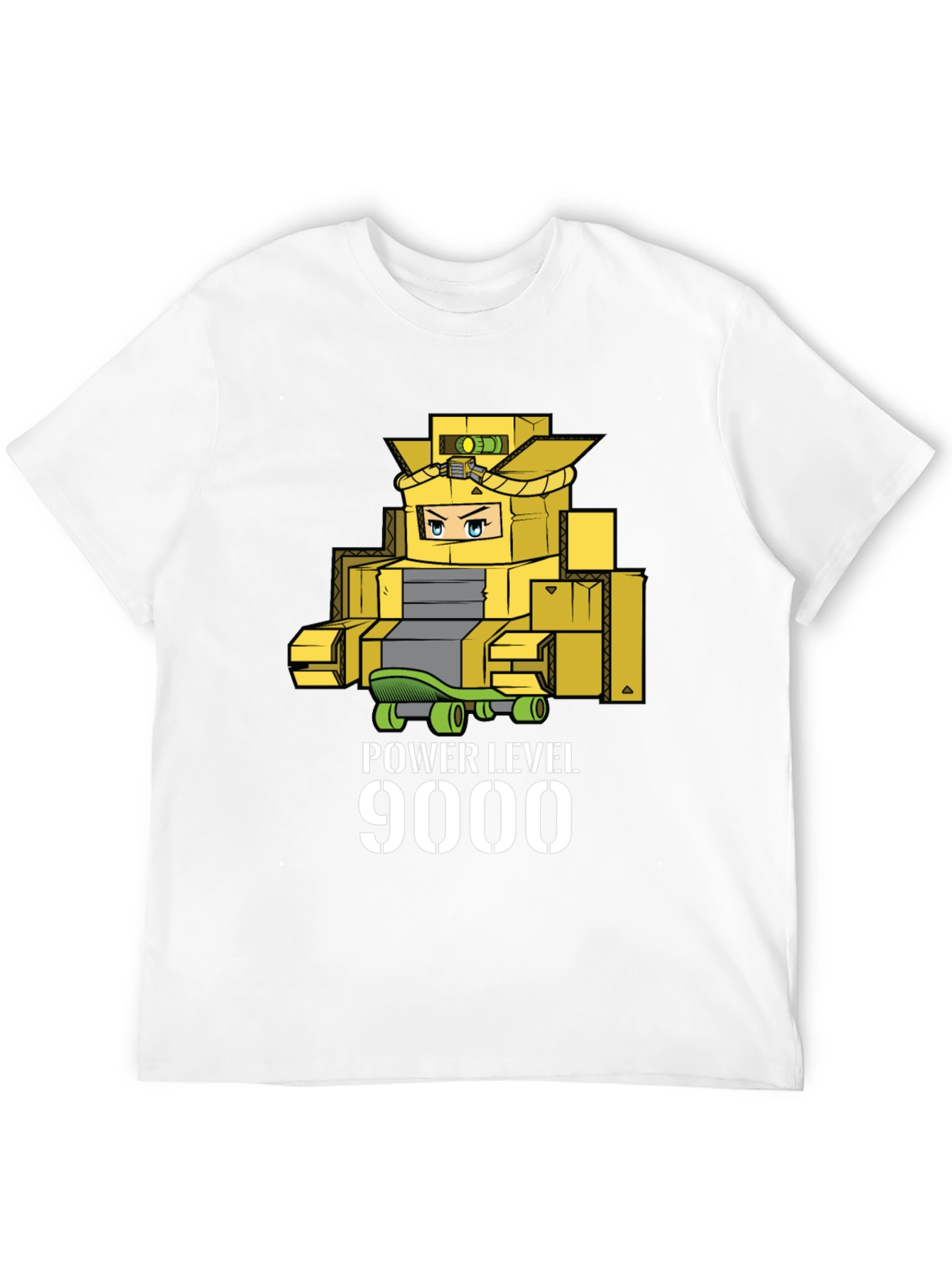 Black Power Level 9000 Cardboard Robot T-Shirt view 12