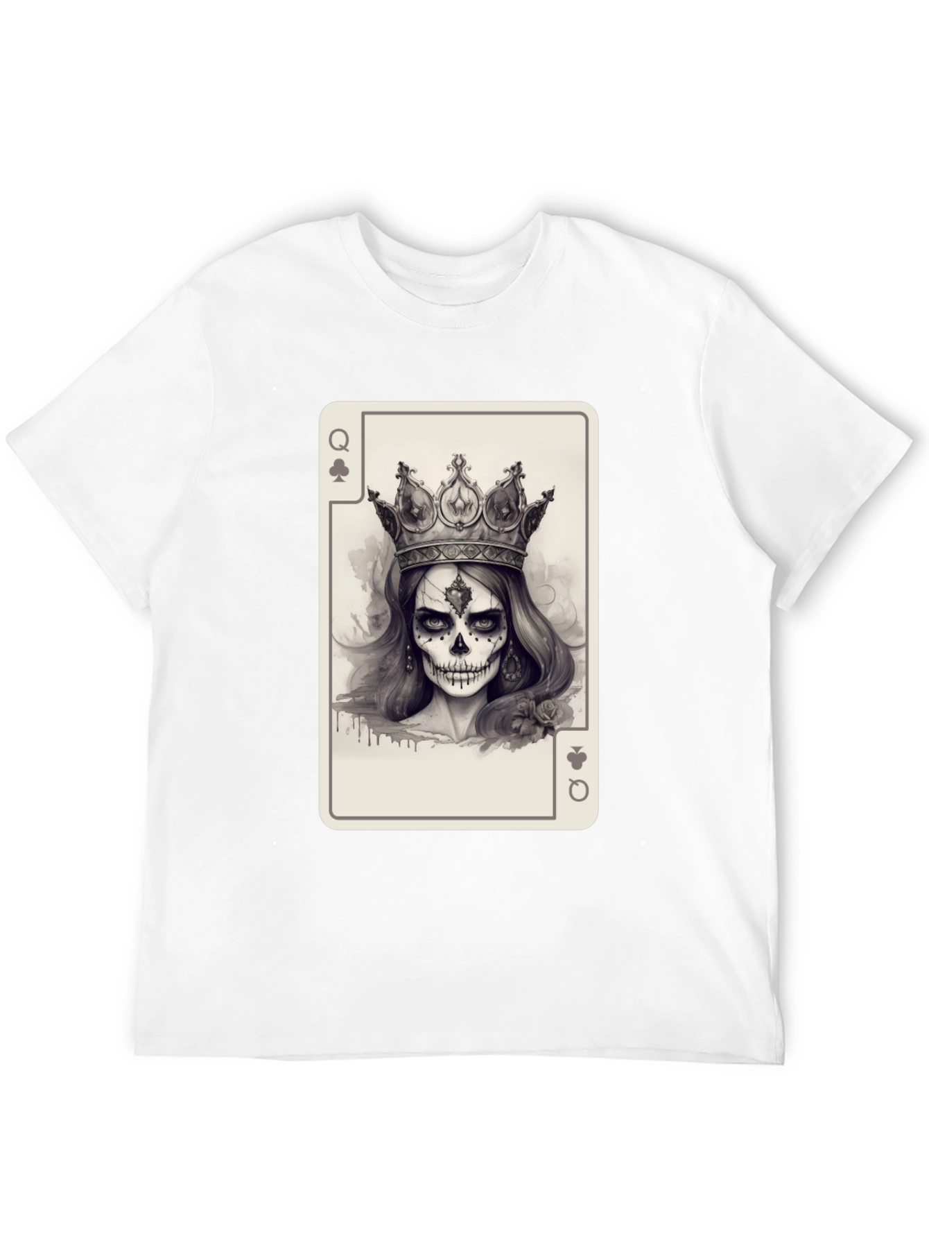 Queen of Spades Card Graphic Tee - Skull Crown - 12