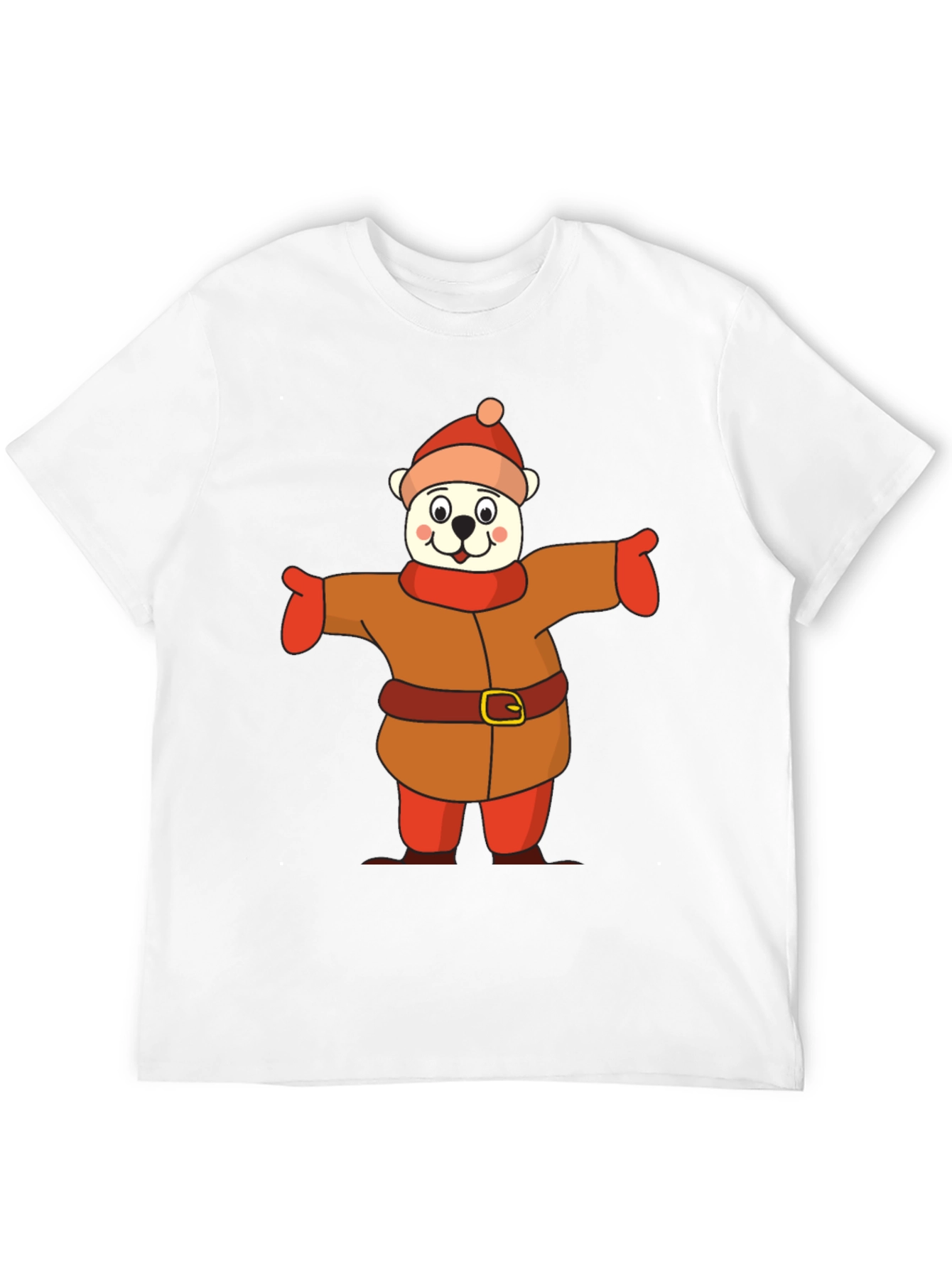 Black Cartoon Bear in Winter Outfit T-Shirt view 12