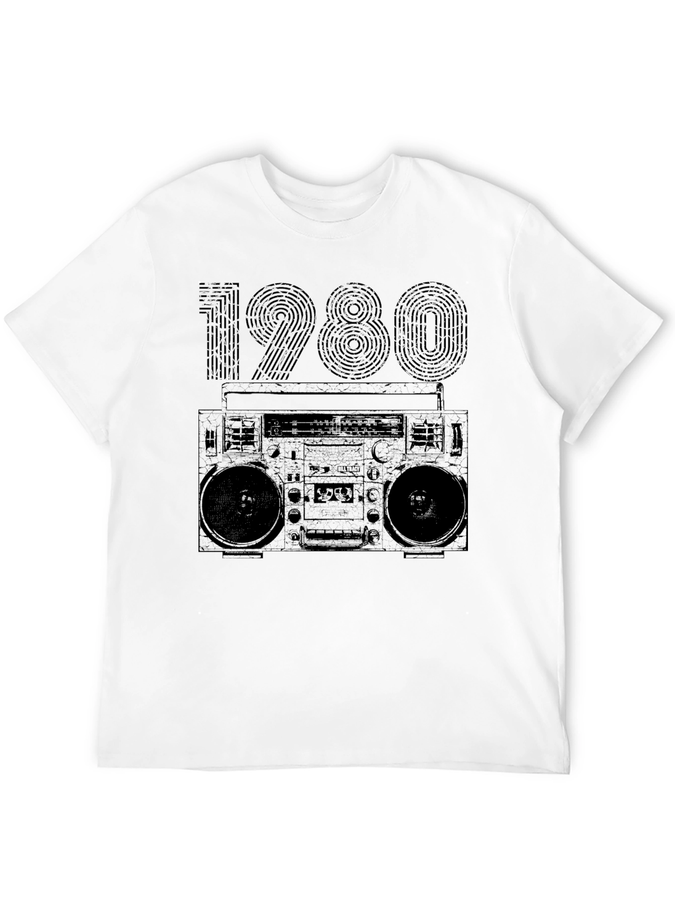 Black Vintage 1980s Boombox Graphic T-Shirt view 12