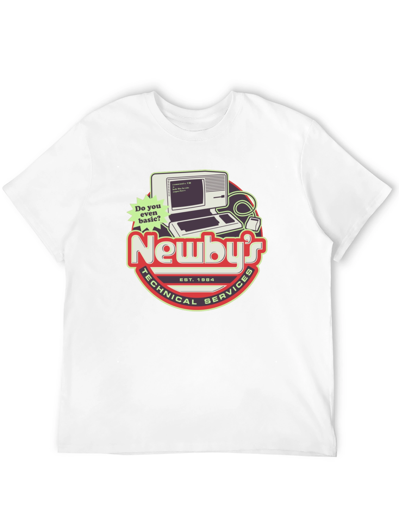 Black Newby's Technical Services Retro Computer Graphic T-Shirt view 12