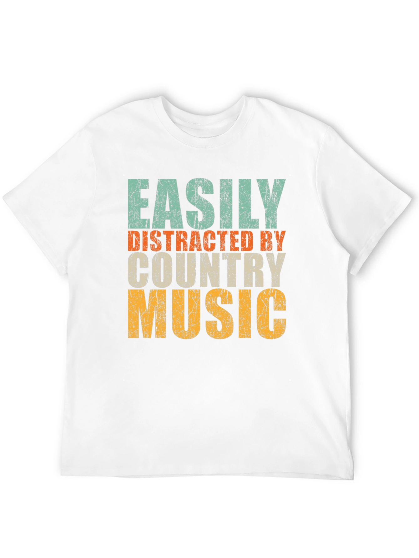 Black Easily Distracted By Country Music T-Shirt view 12