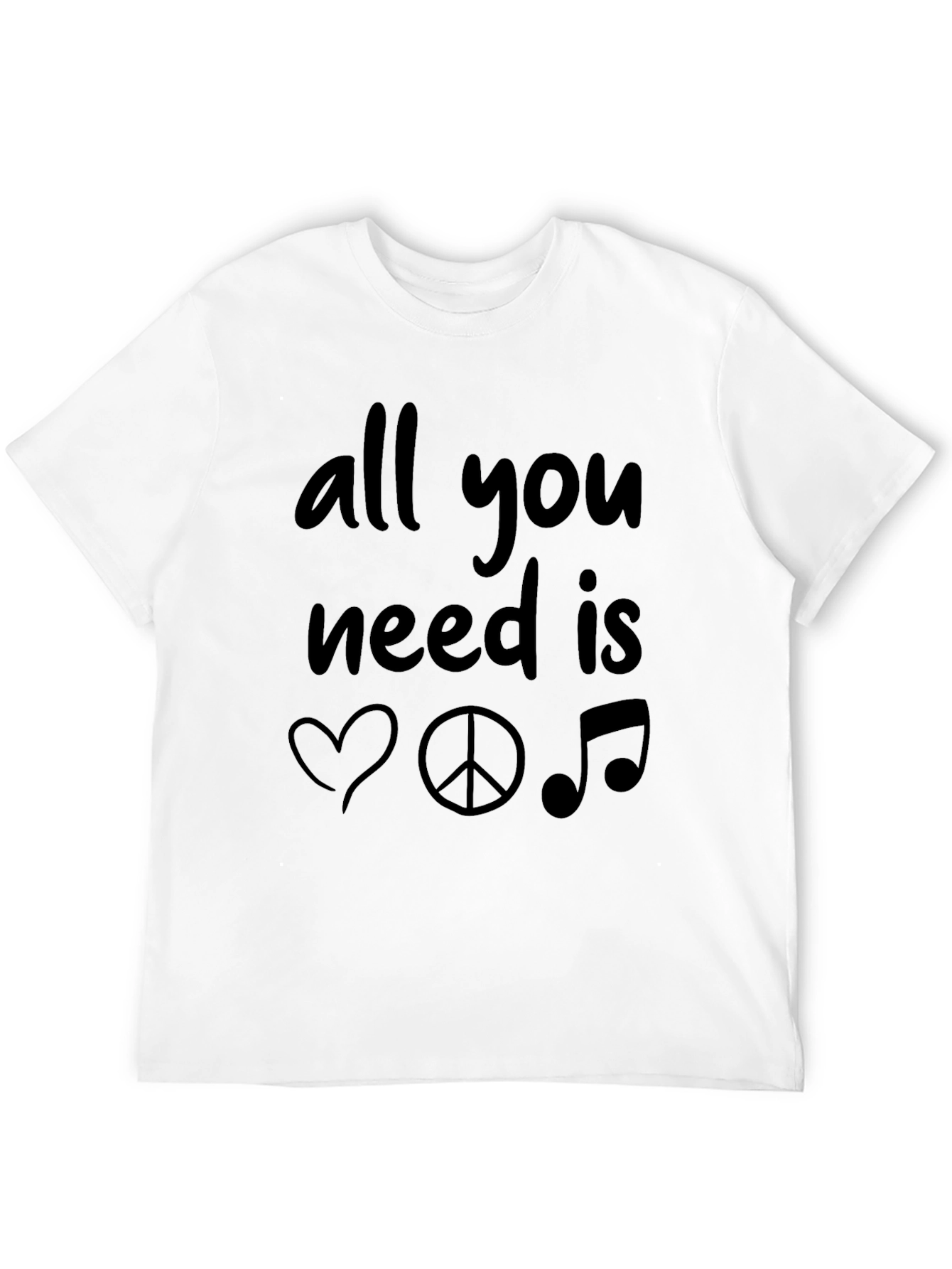 Black All You Need Is Love Peace Music Black T-Shirt view 12