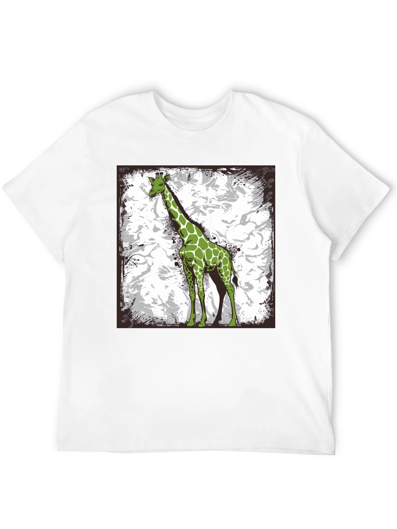 Black Green Giraffe Graphic Tee - Stylish Animal Print Shirt view 12