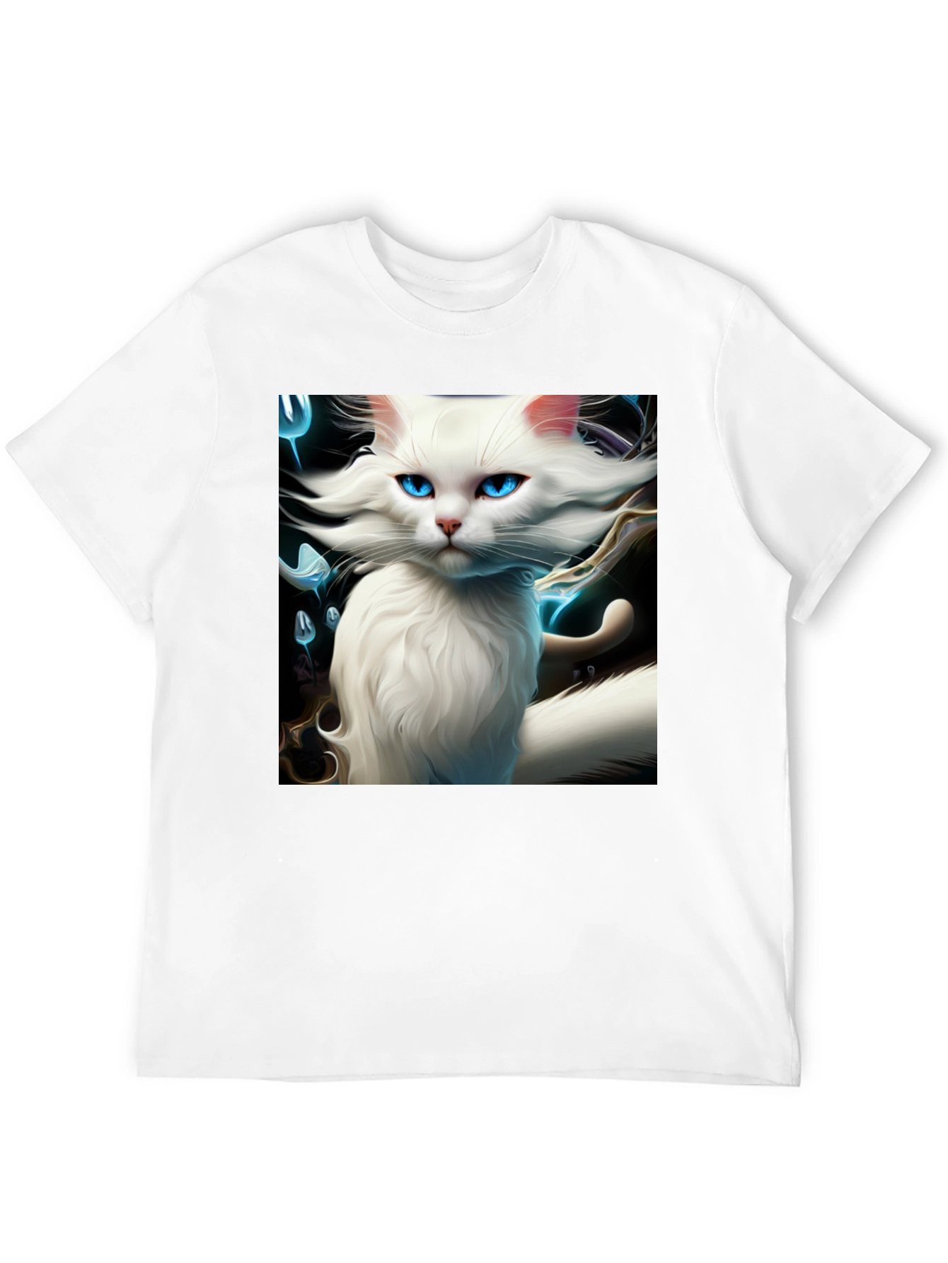 Black Cat Art Graphic Tee - Black Cotton Blend view 12