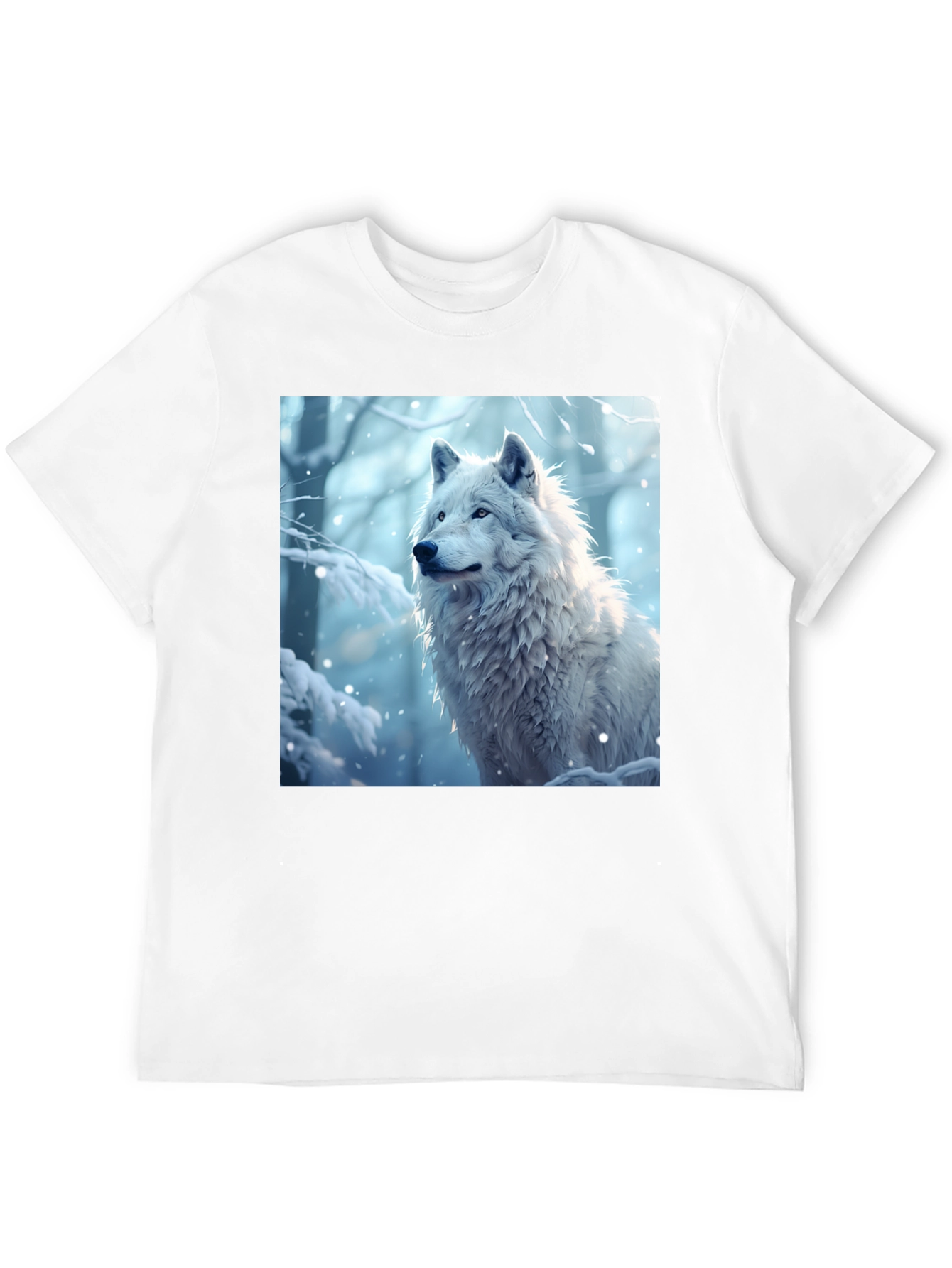 Black Wolf Graphic Tee - Winter Scene Black T-Shirt view 12