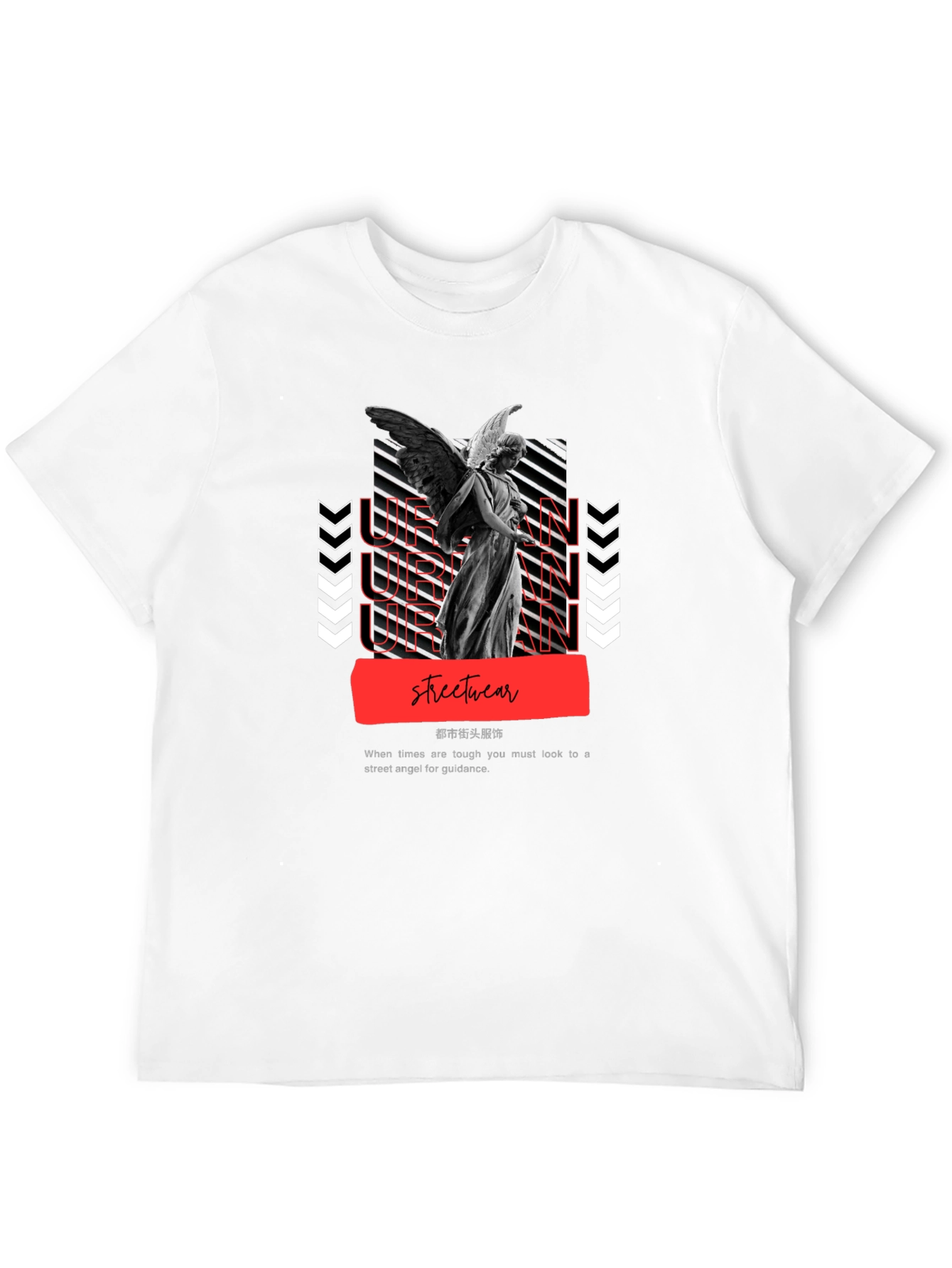 Black Urban Angel Graphic Tee - Streetwear Fashion view 12