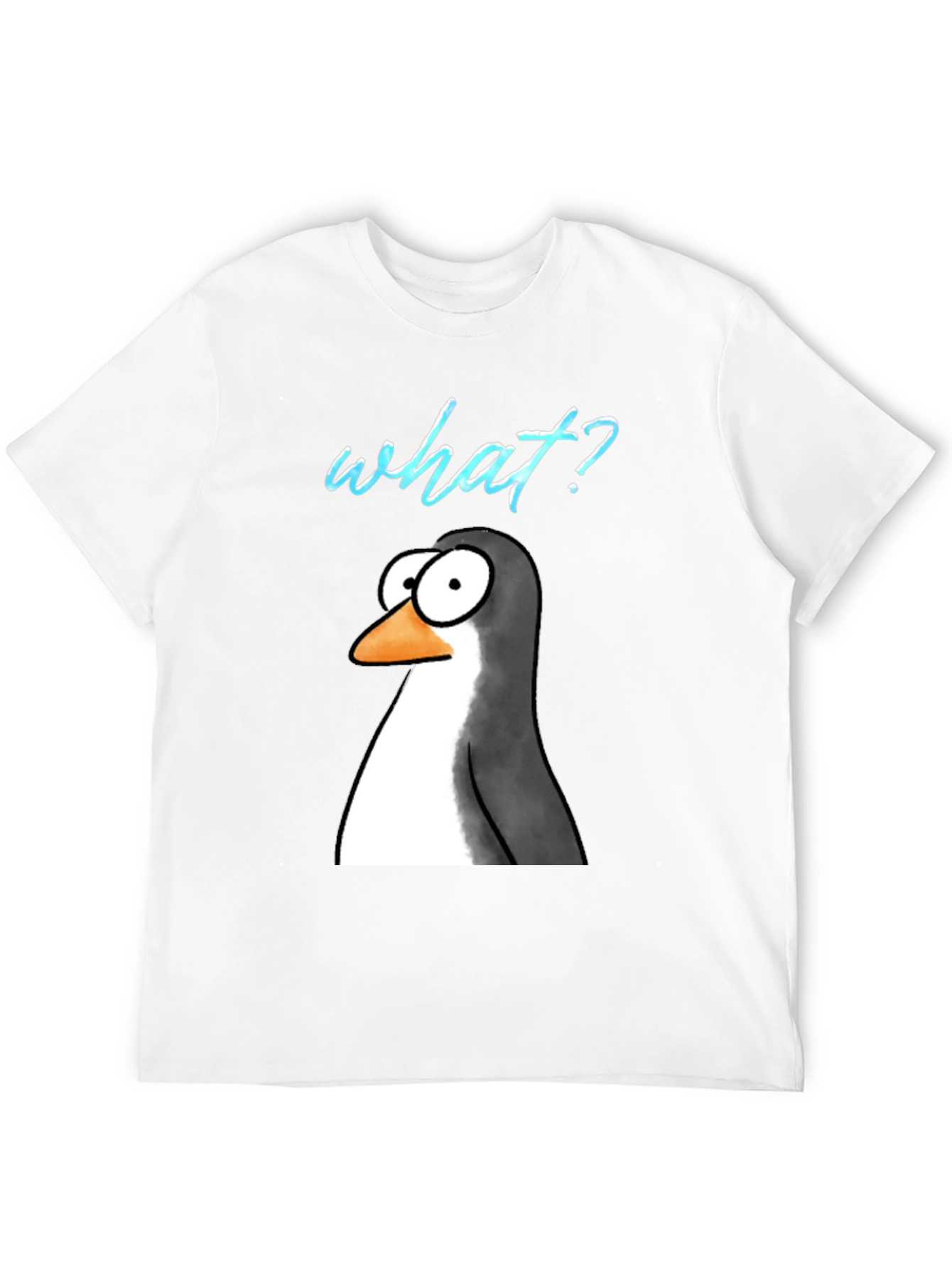 Black Funny Penguin What? Graphic T-Shirt view 12