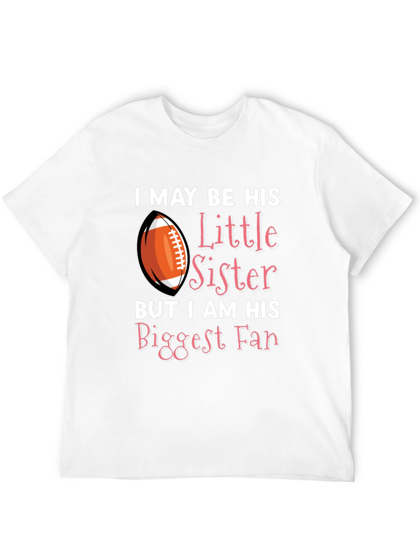 Black Little Sister Biggest Fan Football T-Shirt view 12