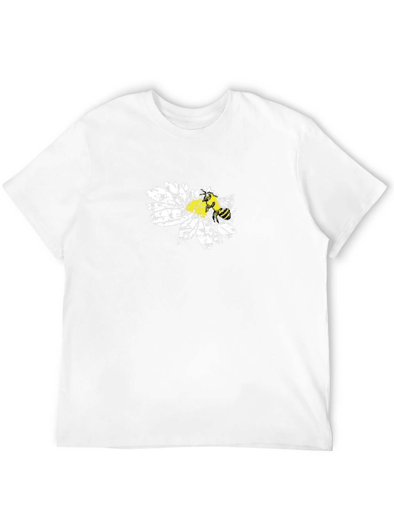 Black Bee on Daisy Black T-Shirt Graphic Tee view 12