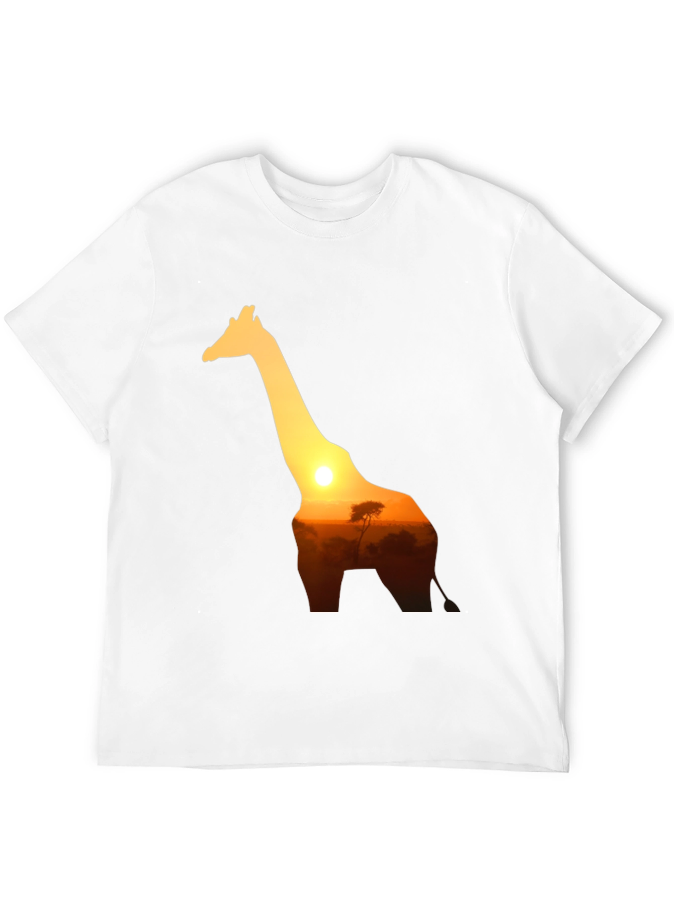 Black Giraffe Sunset Graphic Tee - Black Cotton T-Shirt view 12