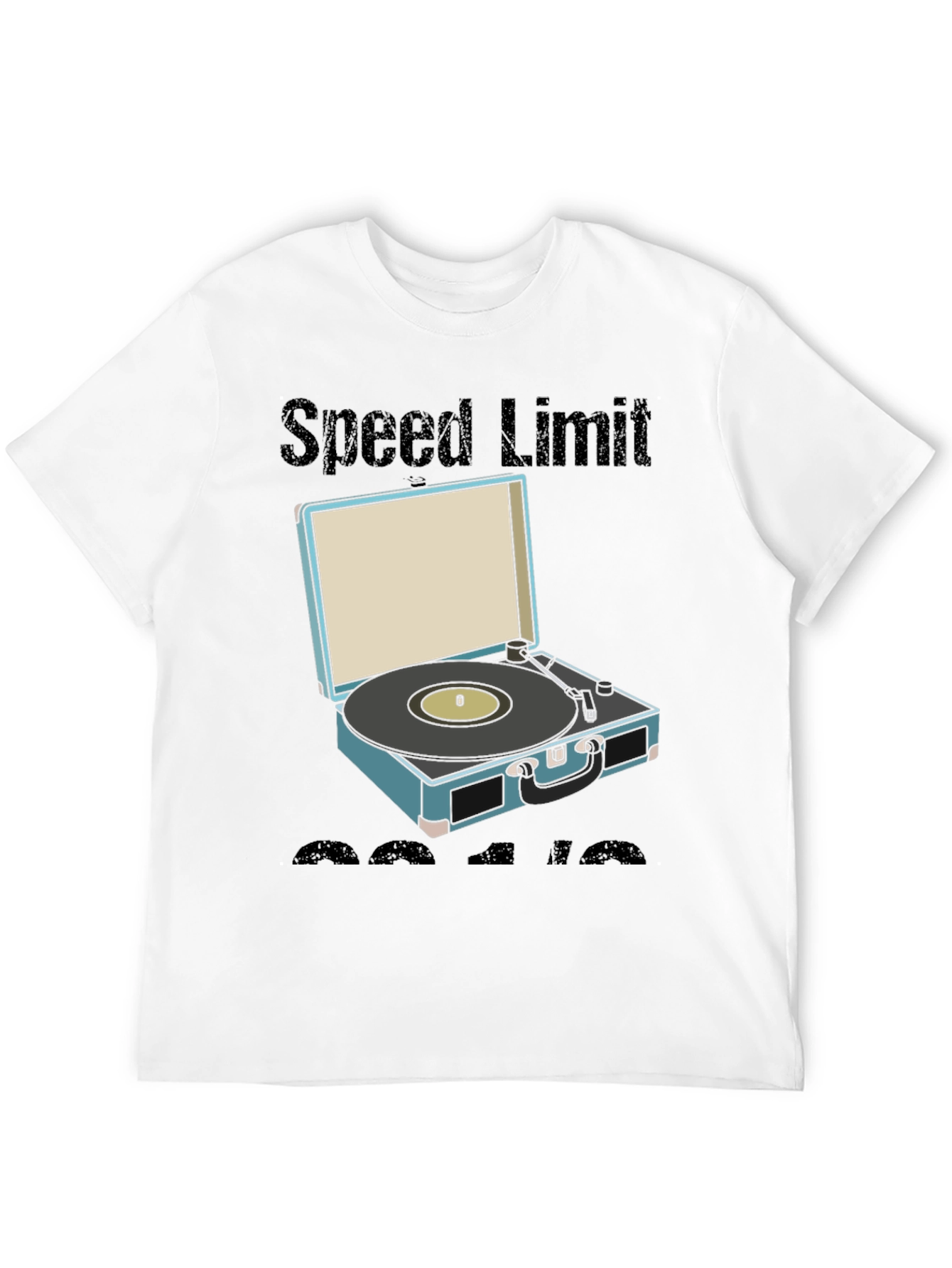 Black Retro Speed Limit Vinyl Record Player T-Shirt view 12
