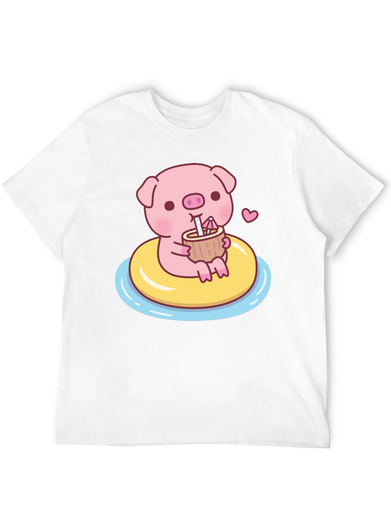 Black Cute Pig T-Shirt - Summer Float Fun view 12