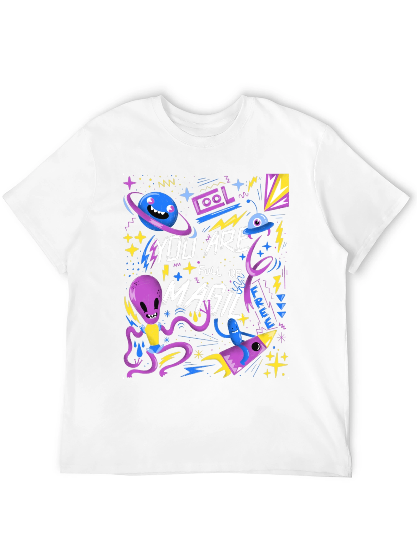 Black Space Magic Graphic T-Shirt - Cool Alien Design view 12