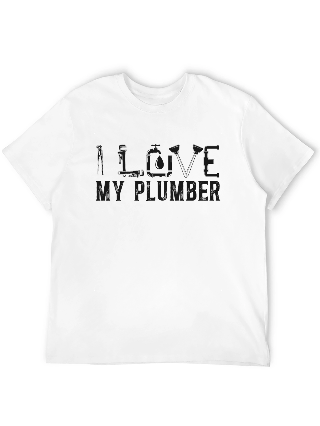 Black I LOVE MY PLUMBER Funny Graphic T-Shirt view 12