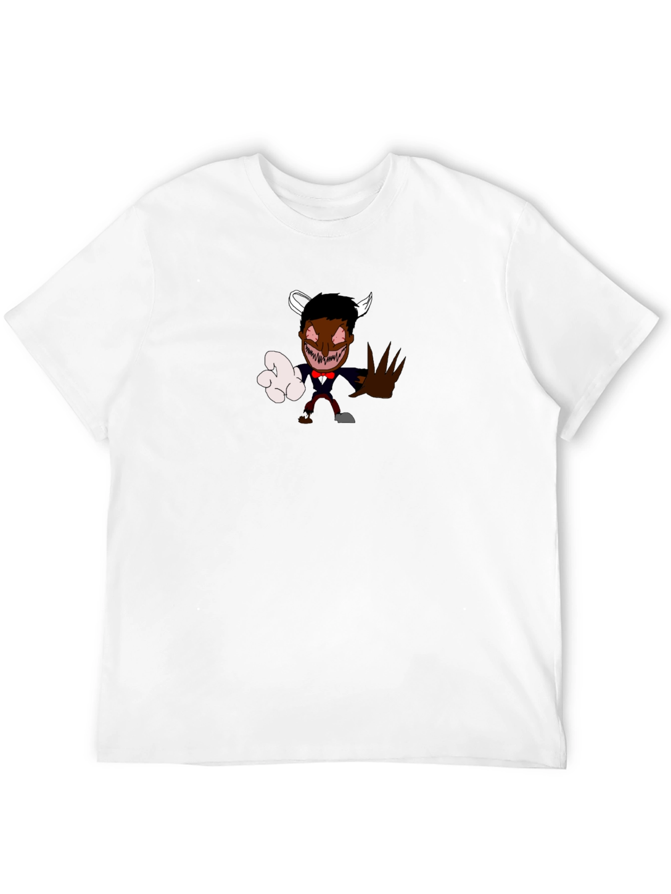 Black Cartoon Devil Graphic Tee - Black Crew Neck view 12